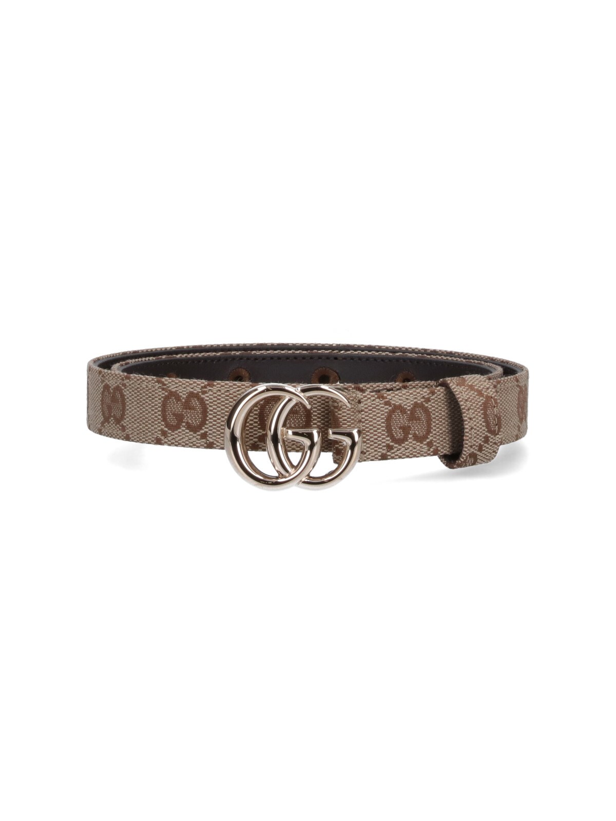 Gucci Adjustable Monogram Pattern Metal Hardware Belts In Brown