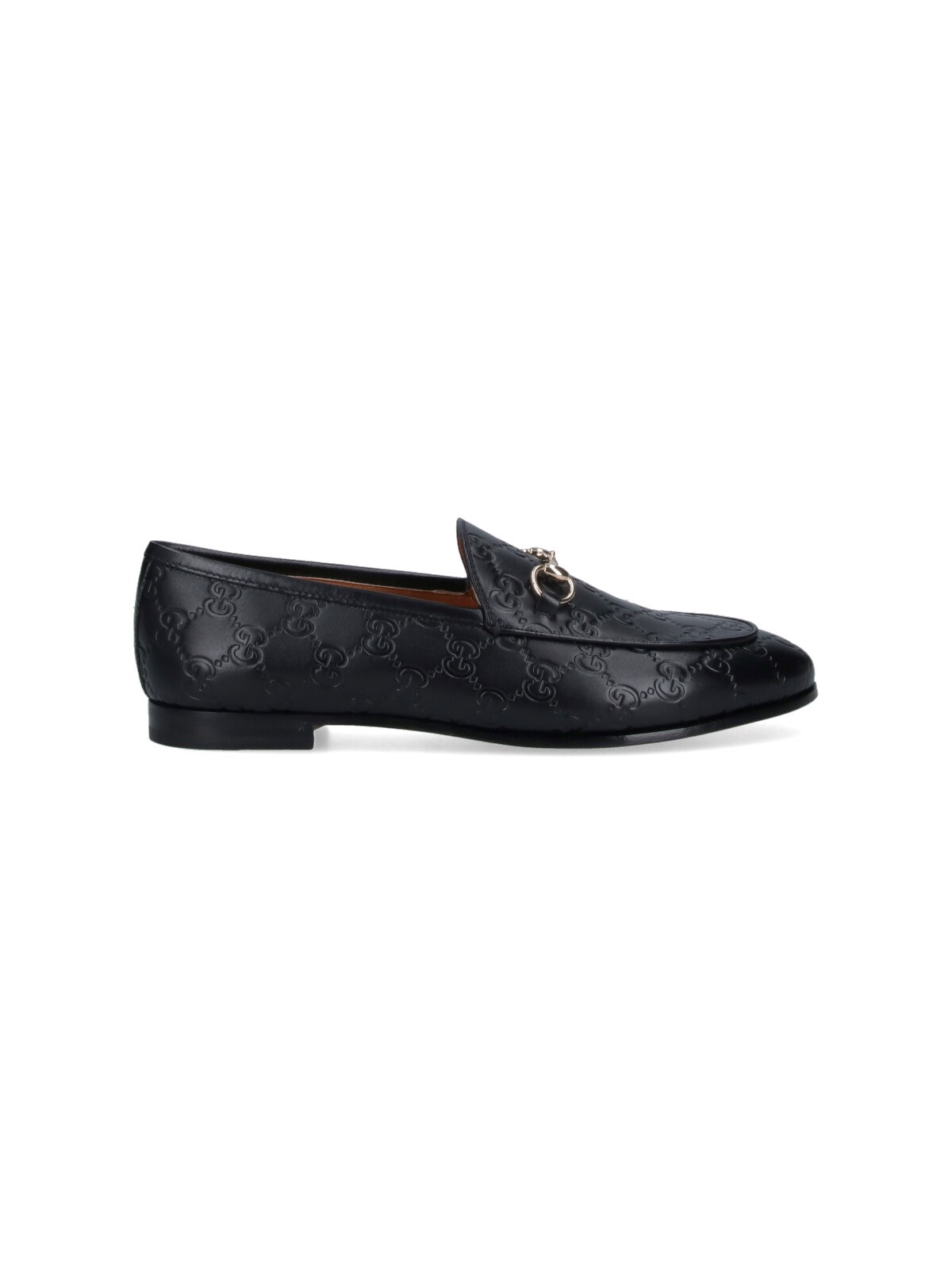 Gucci Jordaan Embossed Leather Loafers In Black