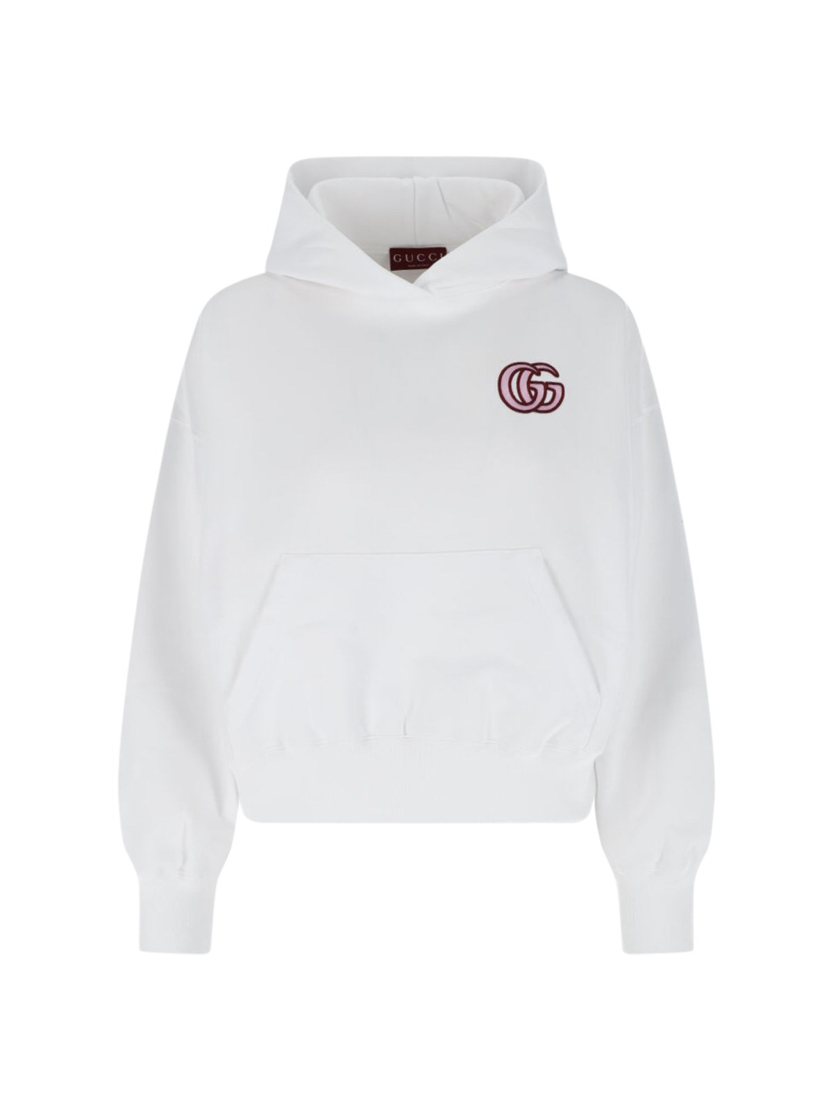 Gucci Cotton Sweatshirt With Hood And Kangaroo Pocket In White
