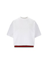 【GUCCI】WEB CROPPED T-SHIRT Gucci Cotton jersey cropped T-shirt Gucci