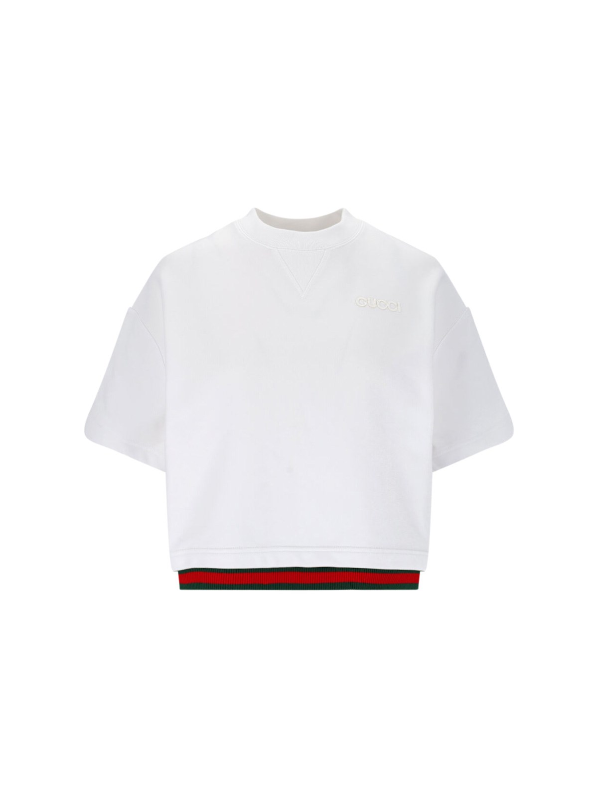 Gucci Web Cropped T-shirt In White