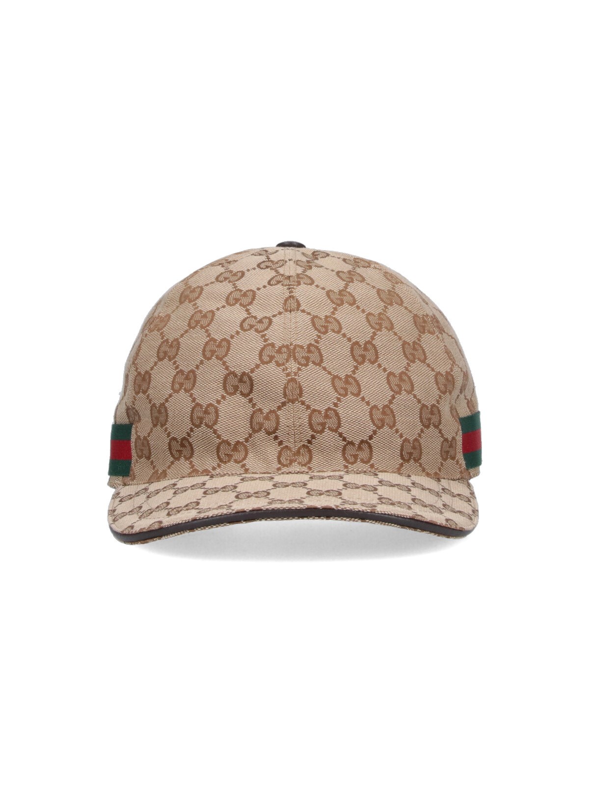 Gucci Web Detail Baseball Cap In Beige