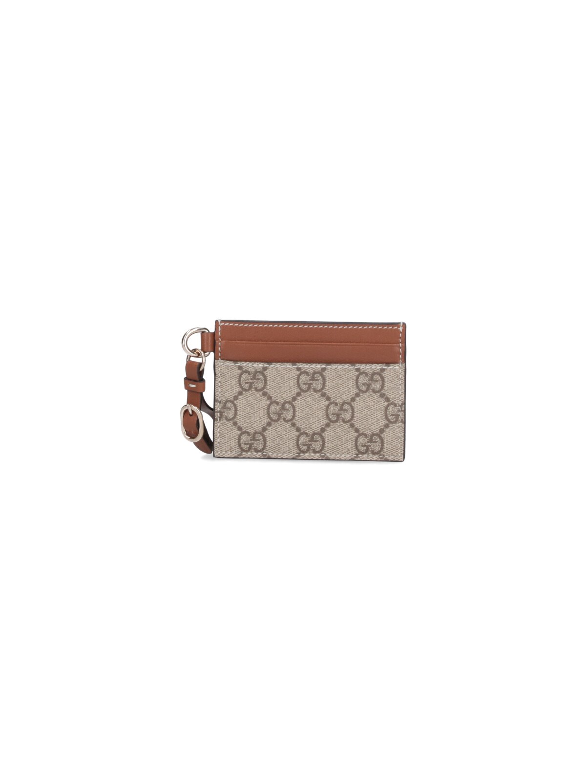Gucci `gg Emblem` Card Case With Strap In Black