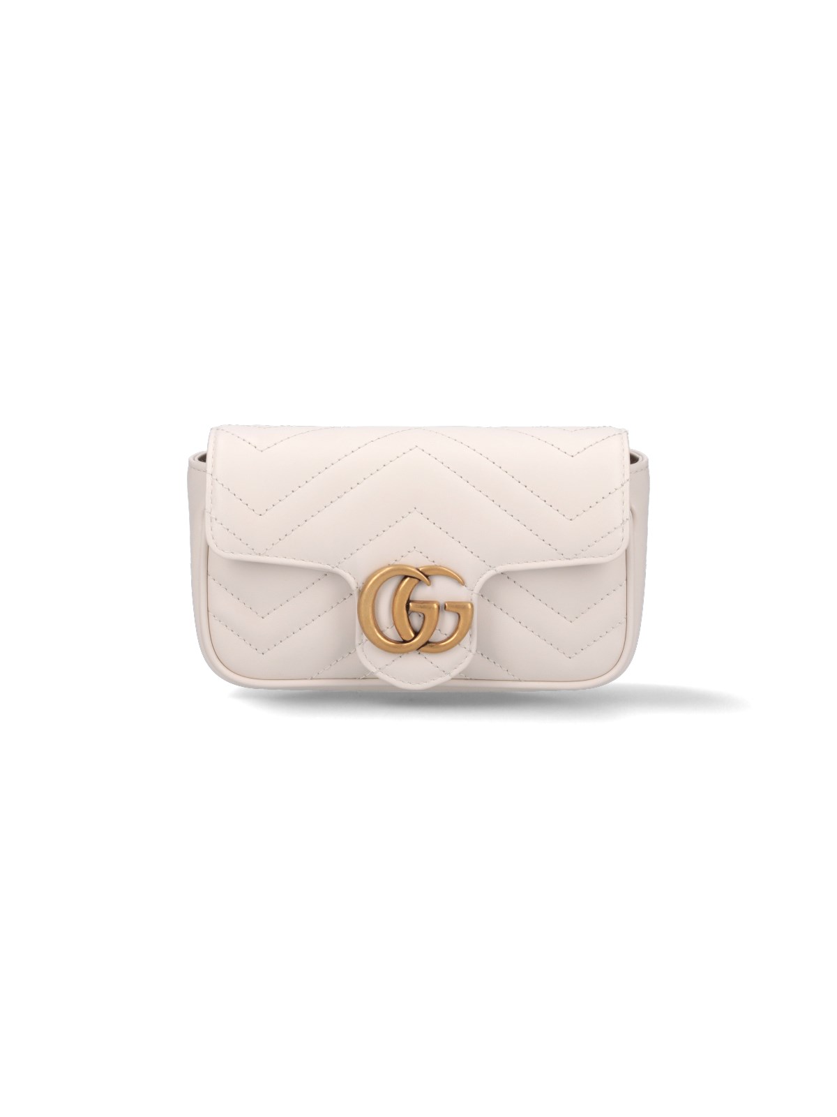 Gucci Marmont Mini Leather Cross-body Bag In White