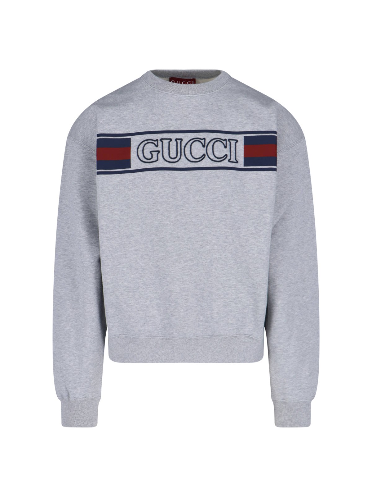 Gucci Crew Neck Long Sleeves Ribbed Cuffs Sweater In Gray