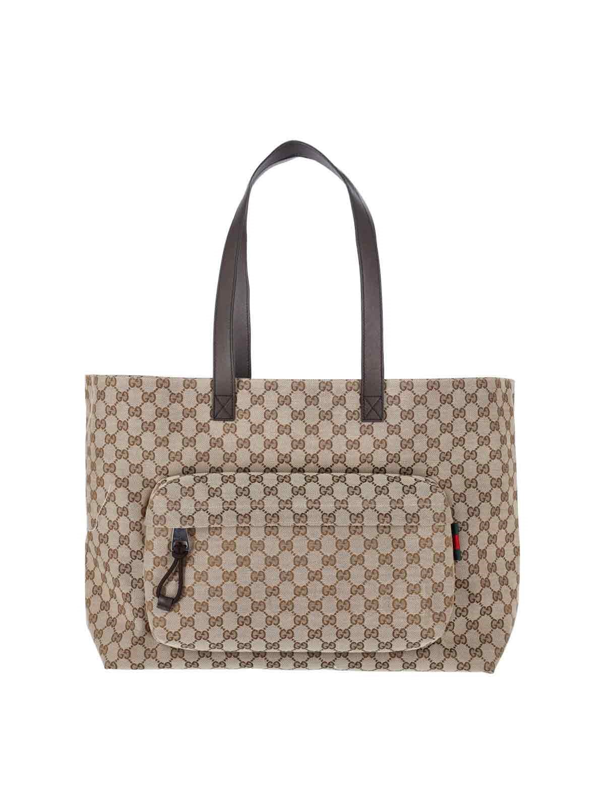 Gucci Men Logo Tote Bag In Beige