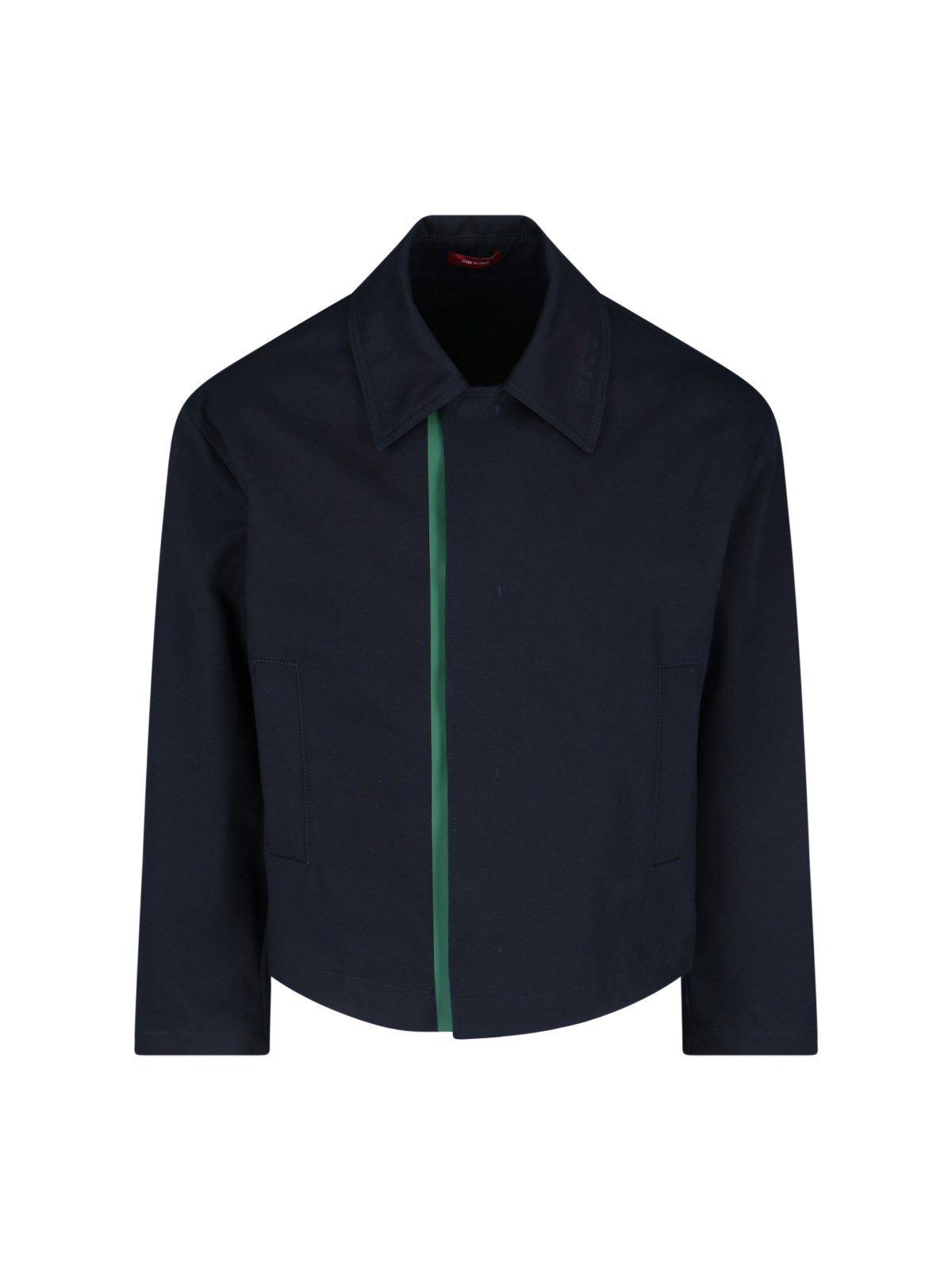 Gucci Signature Web Embossed Gabardine Jacket In Blue