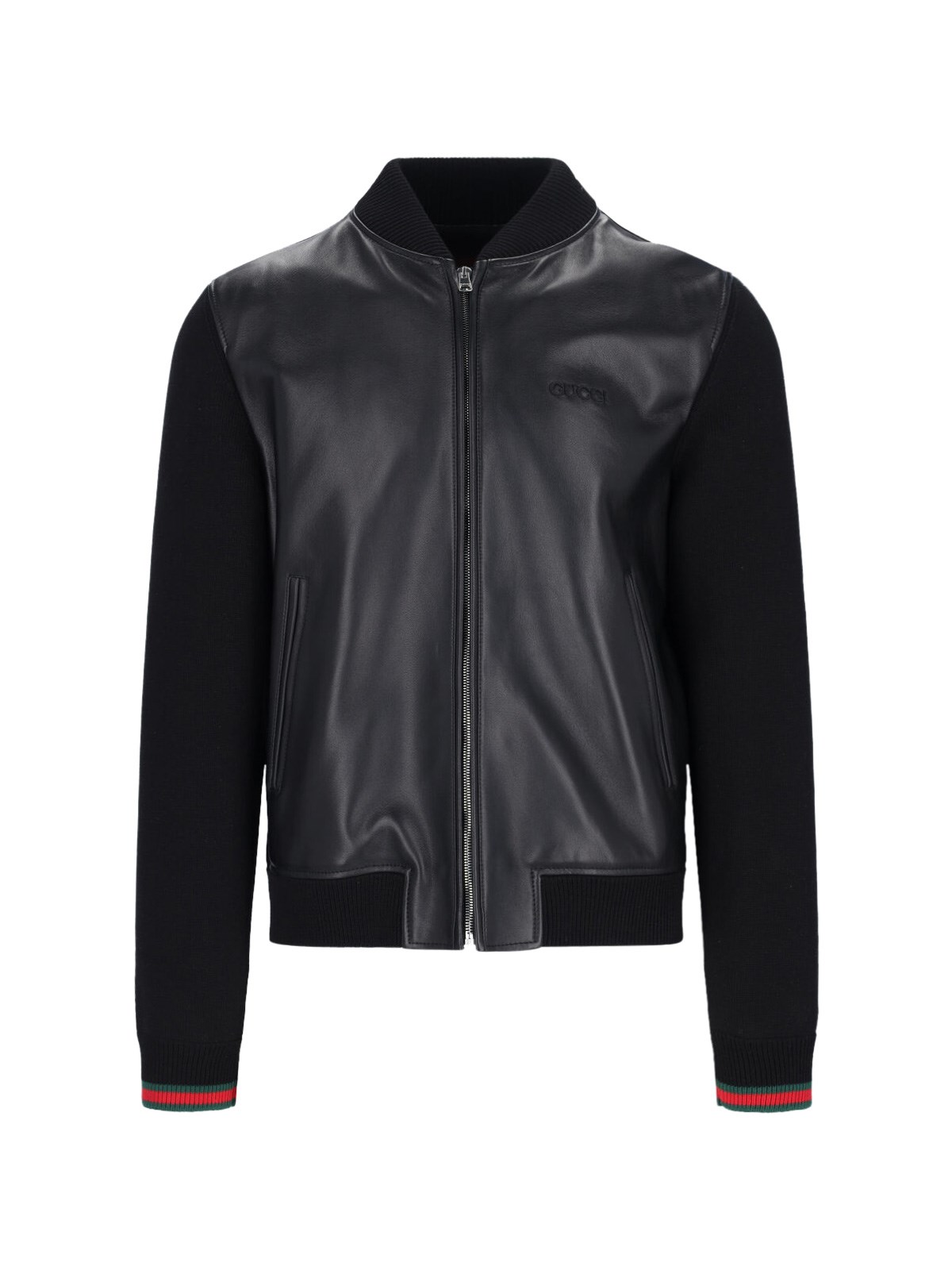 ジャケットその他 GUCCI NAPPA AND KNIT BOMBER JACKET Nappa leather and knit bomber jacket in black | GUCCI® US