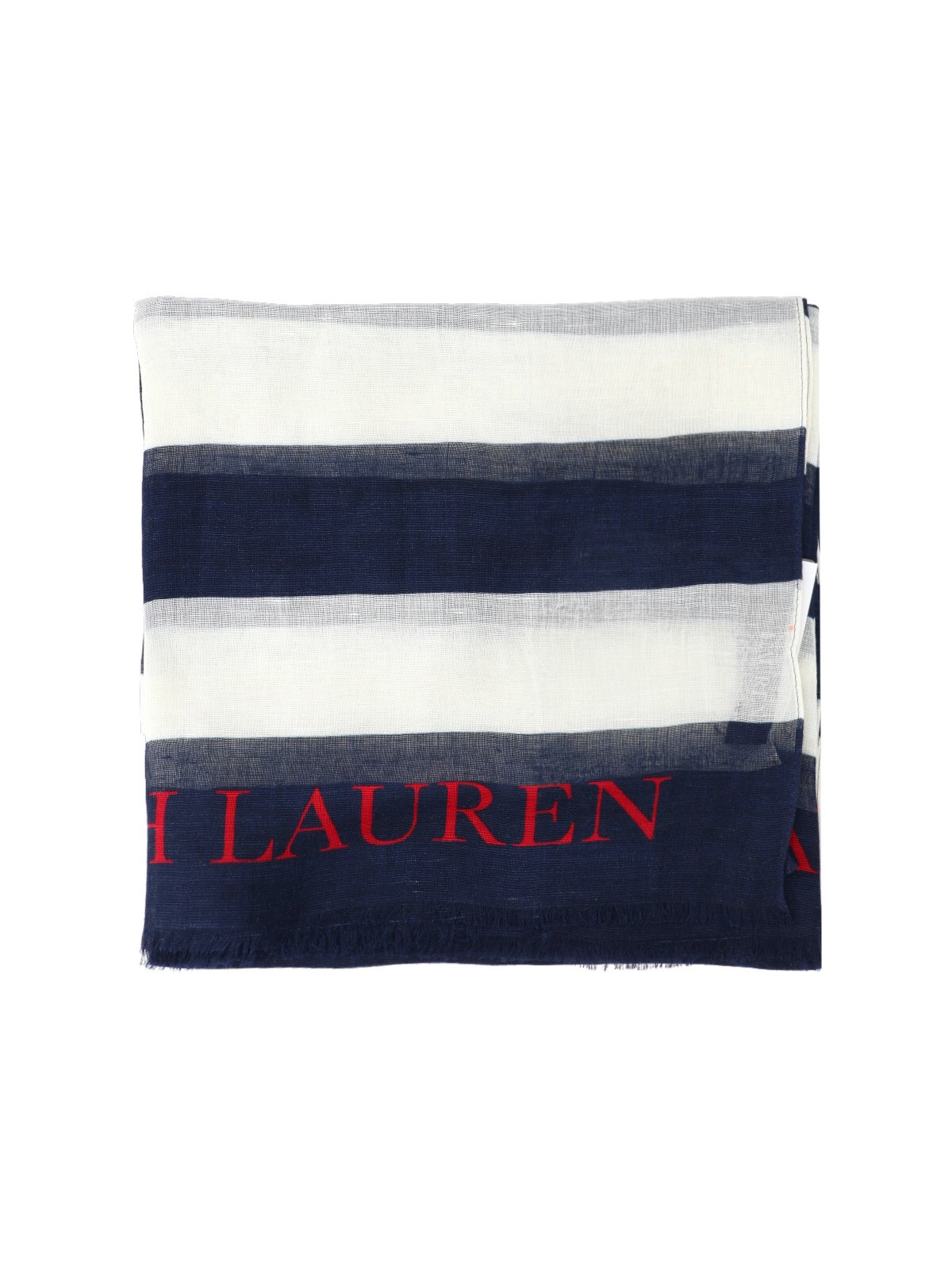 Polo Ralph Lauren Frayed Edges Striped Pattern Scarf In Blue
