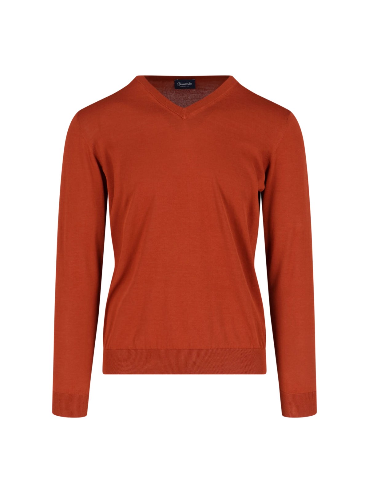 Drumohr Ribbed V-neck Sweater With Long Sleeves In Orange