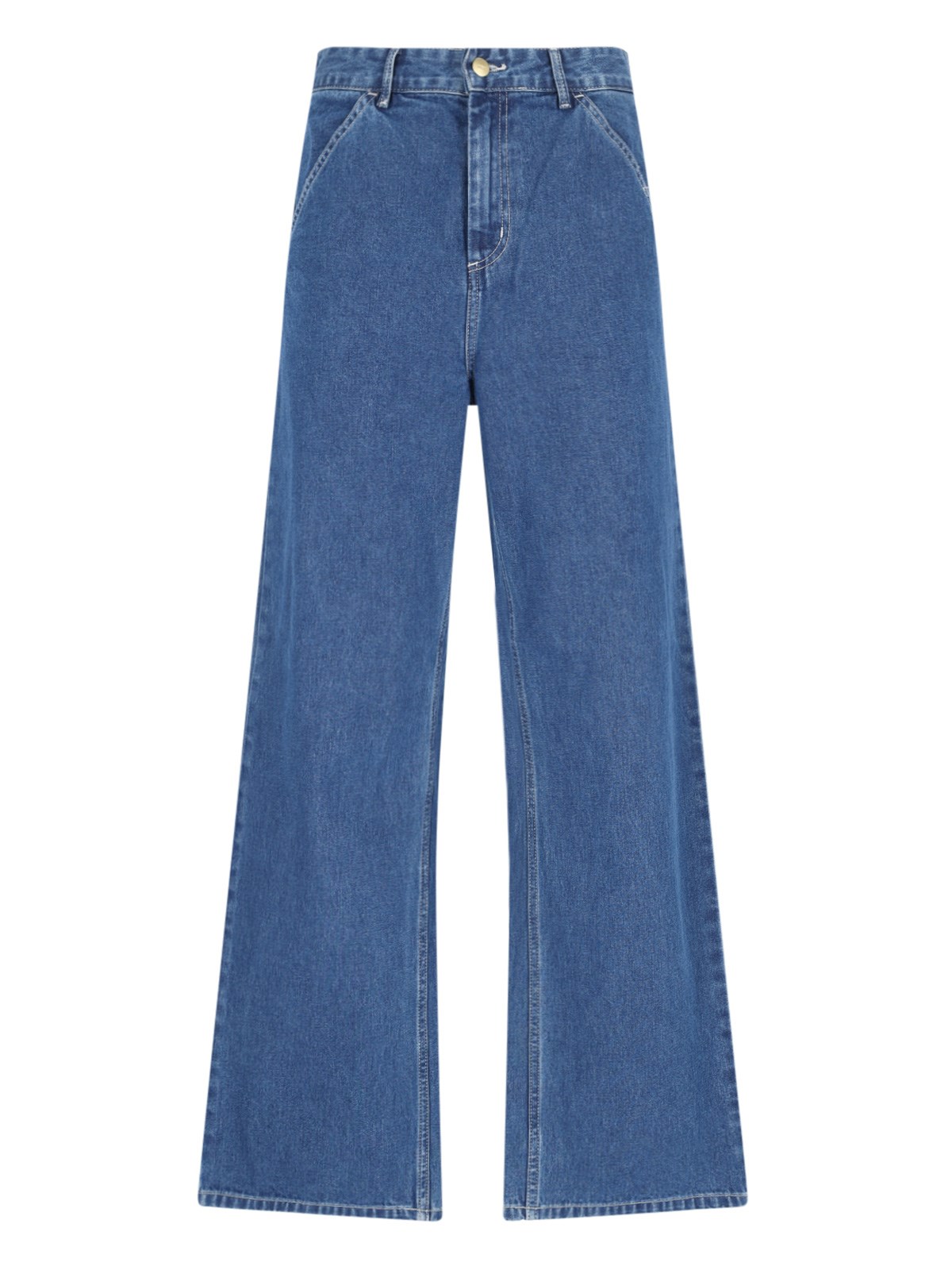 Carhartt Straight Leg Trousers With Pockets And Loops In Blue