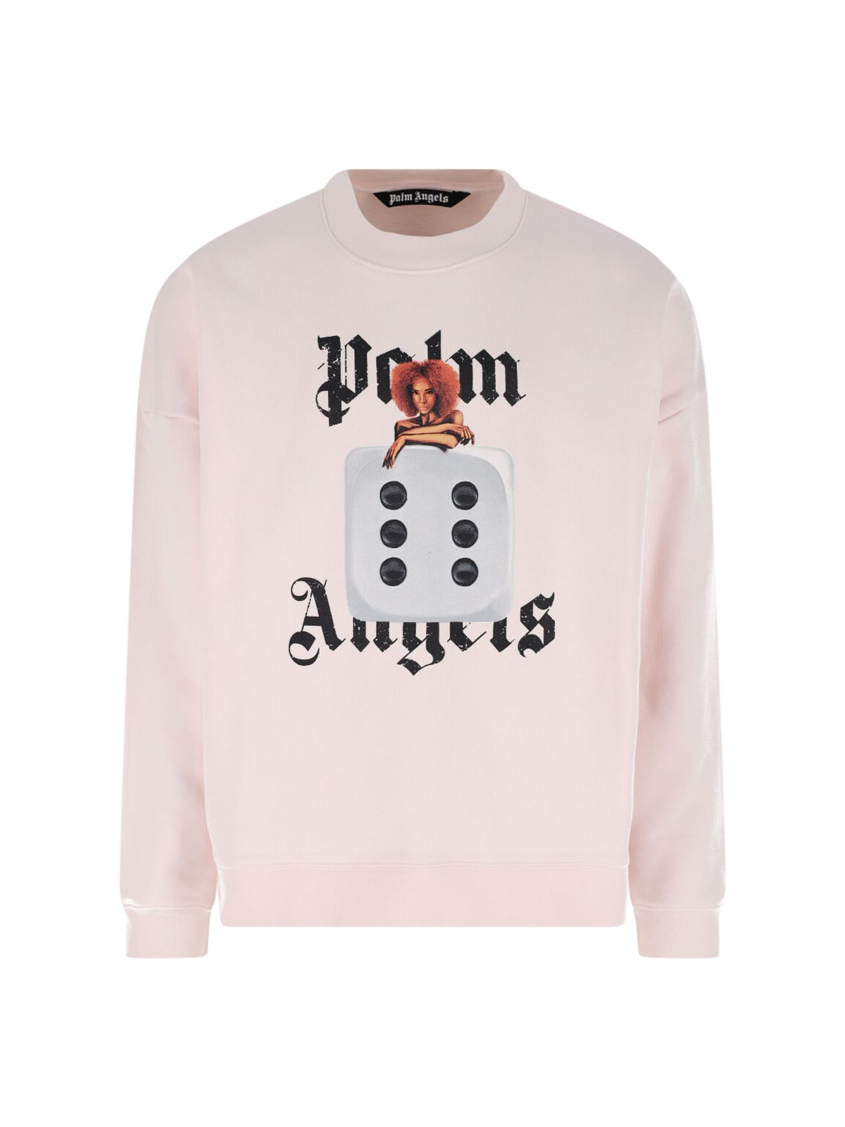 Shop Palm Angels 'holy Pin Up' Crew Neck Sweatshirt In Pink