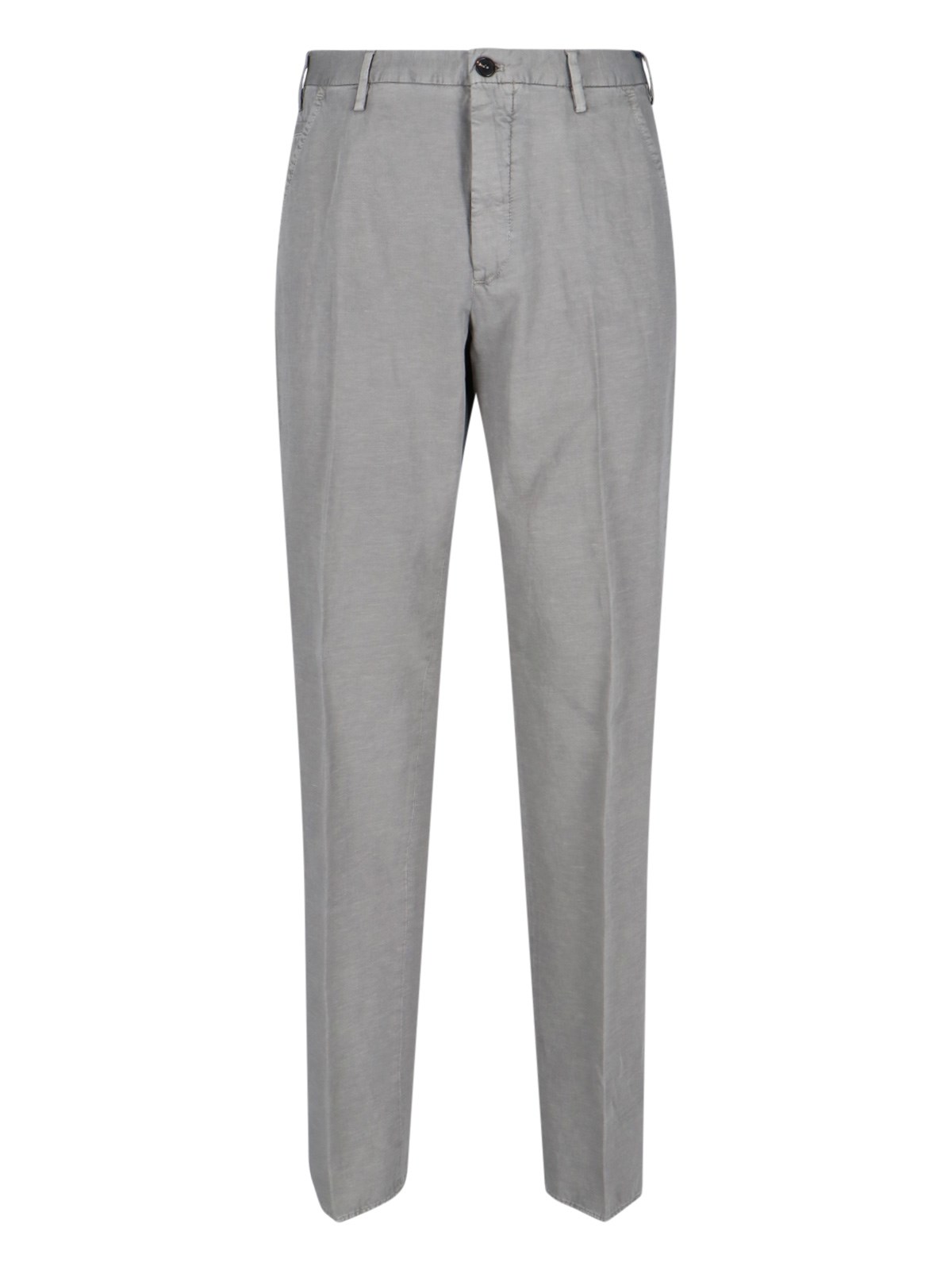 Incotex High-waisted Grey Chino Pants With Straight Leg Design In Gray