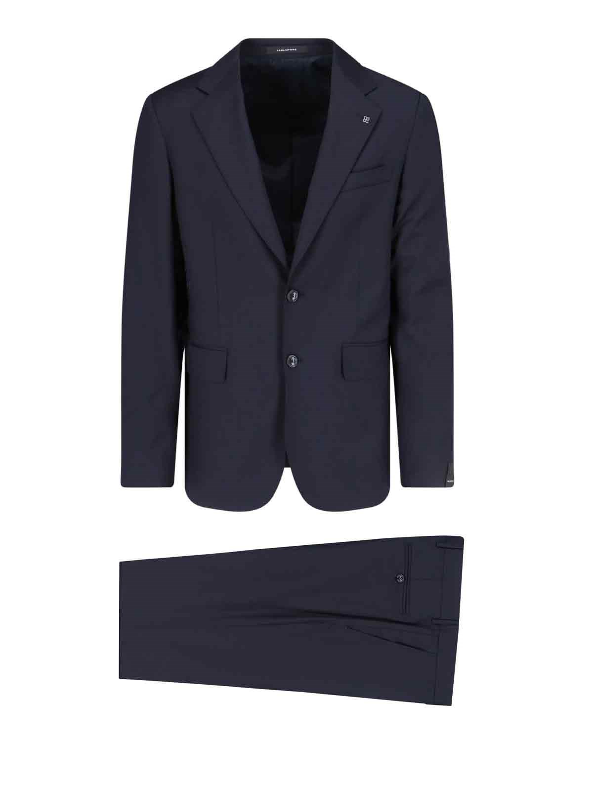 Tagliatore Vesuvio Single-breasted Suit In Blue Virgin Wool In Blue