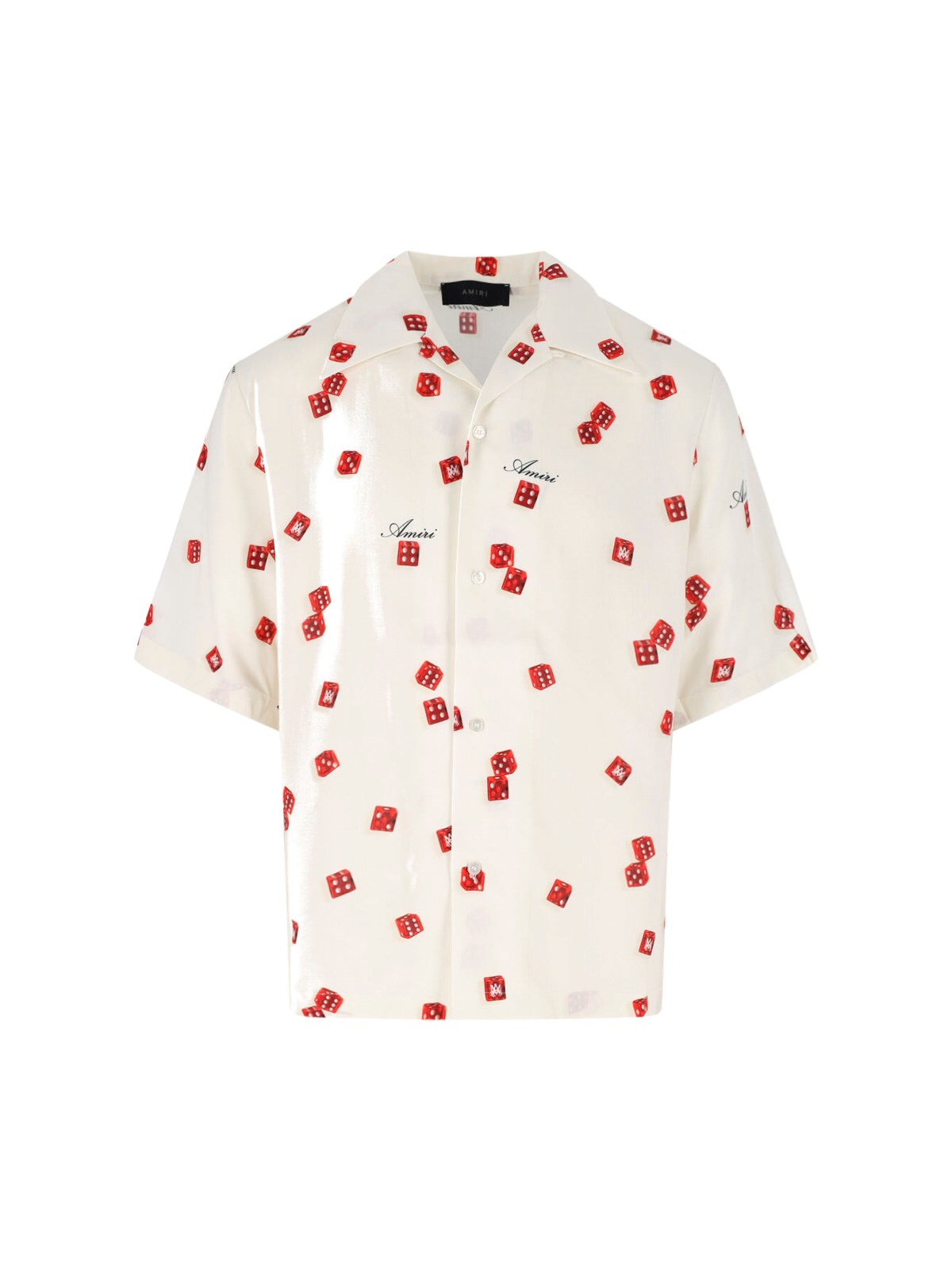 Shop Amiri 'dice' Bowling Shirt In Cream
