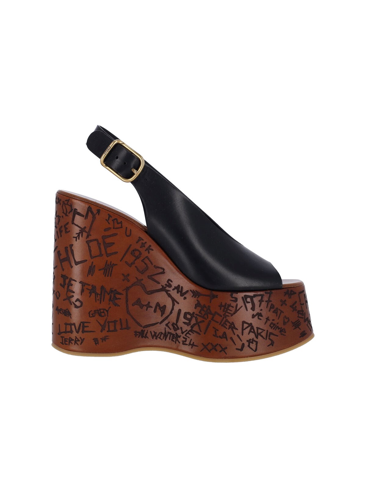 Chloé Maxime Wedge Sandals In Black  