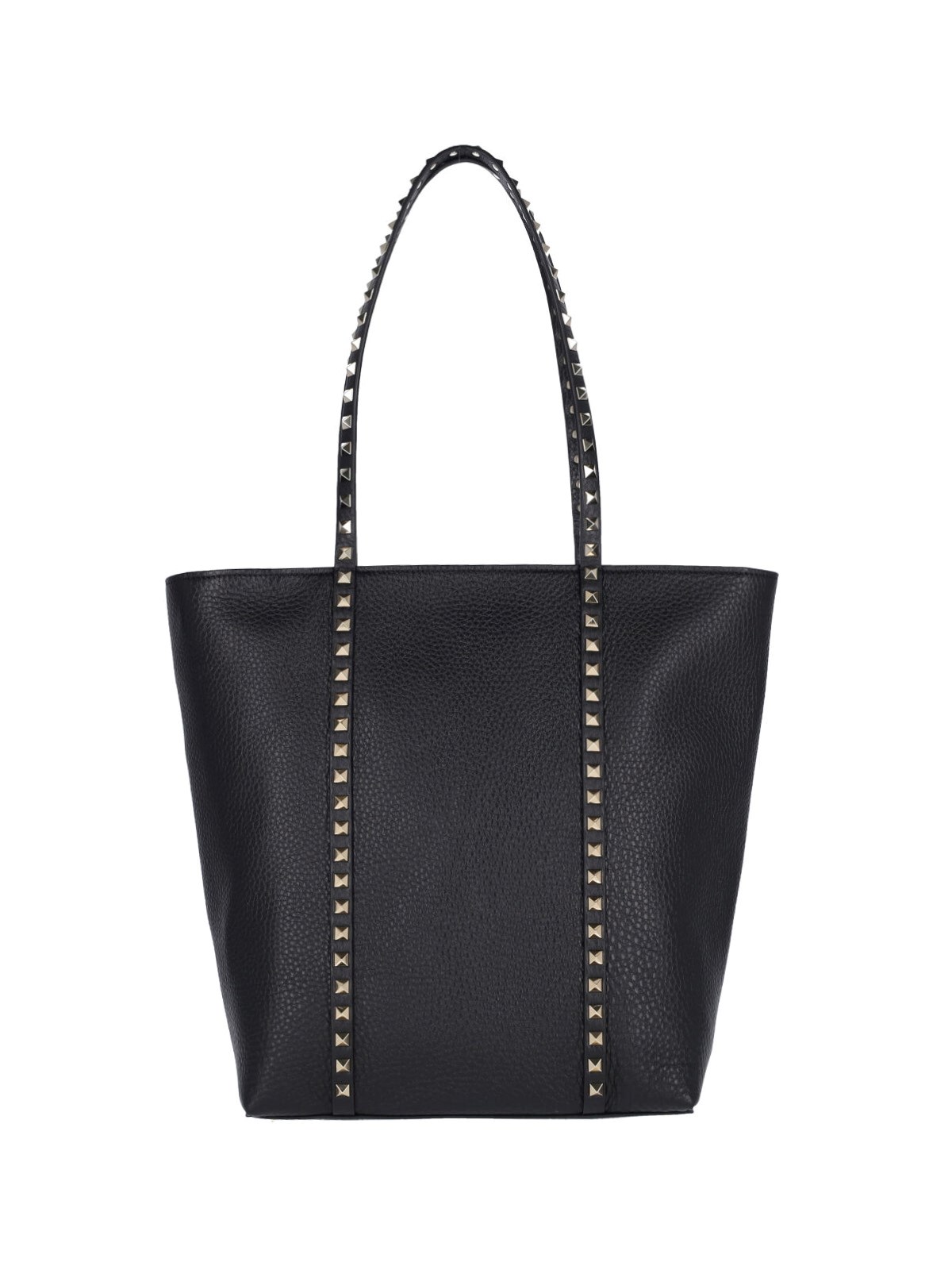 Valentino Garavani Rockstud Shopping Bag In Grained Calfskin In Black