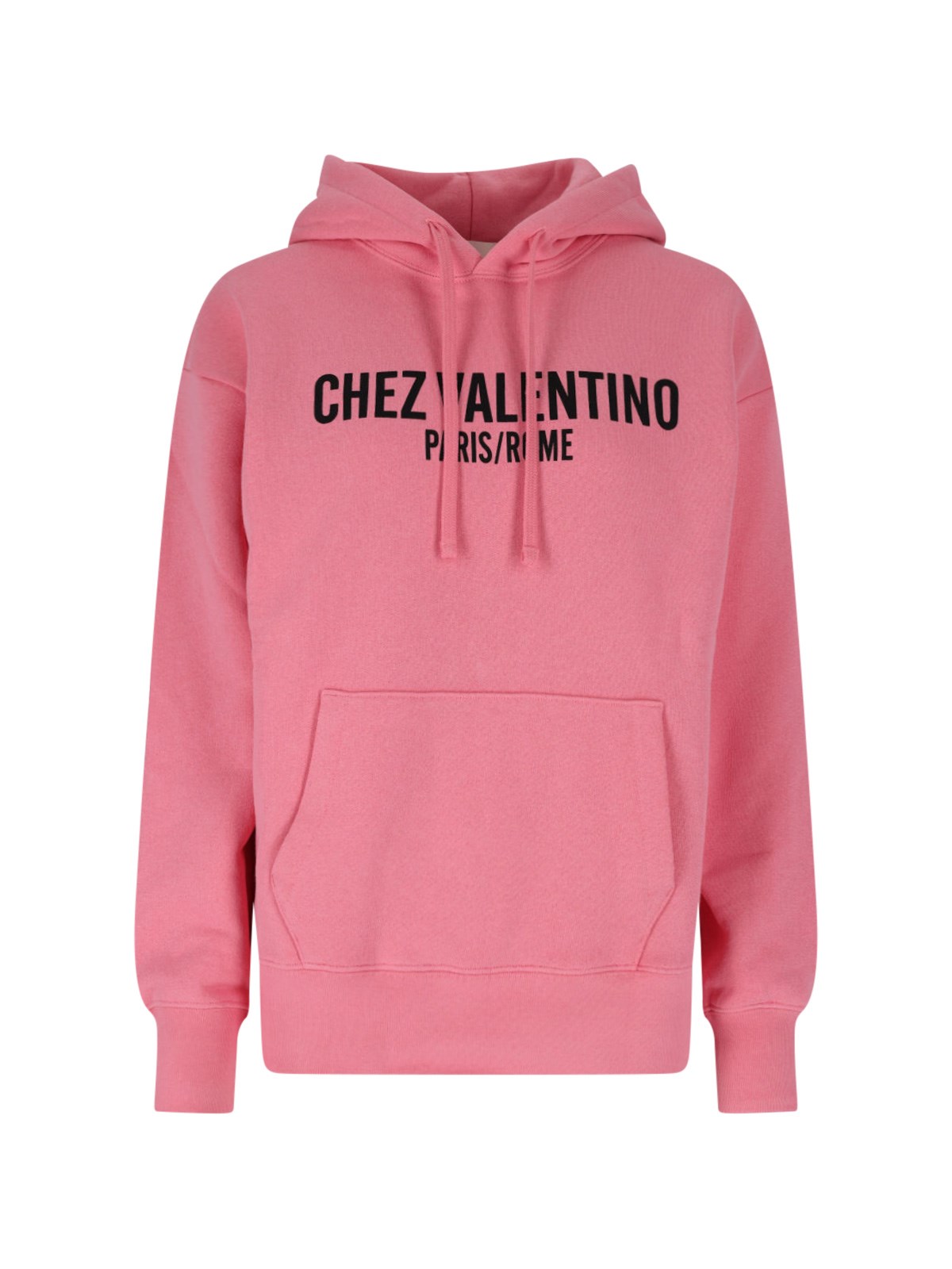 Valentino Pink Cotton Hoodie With Kangaroo Pocket In Pink