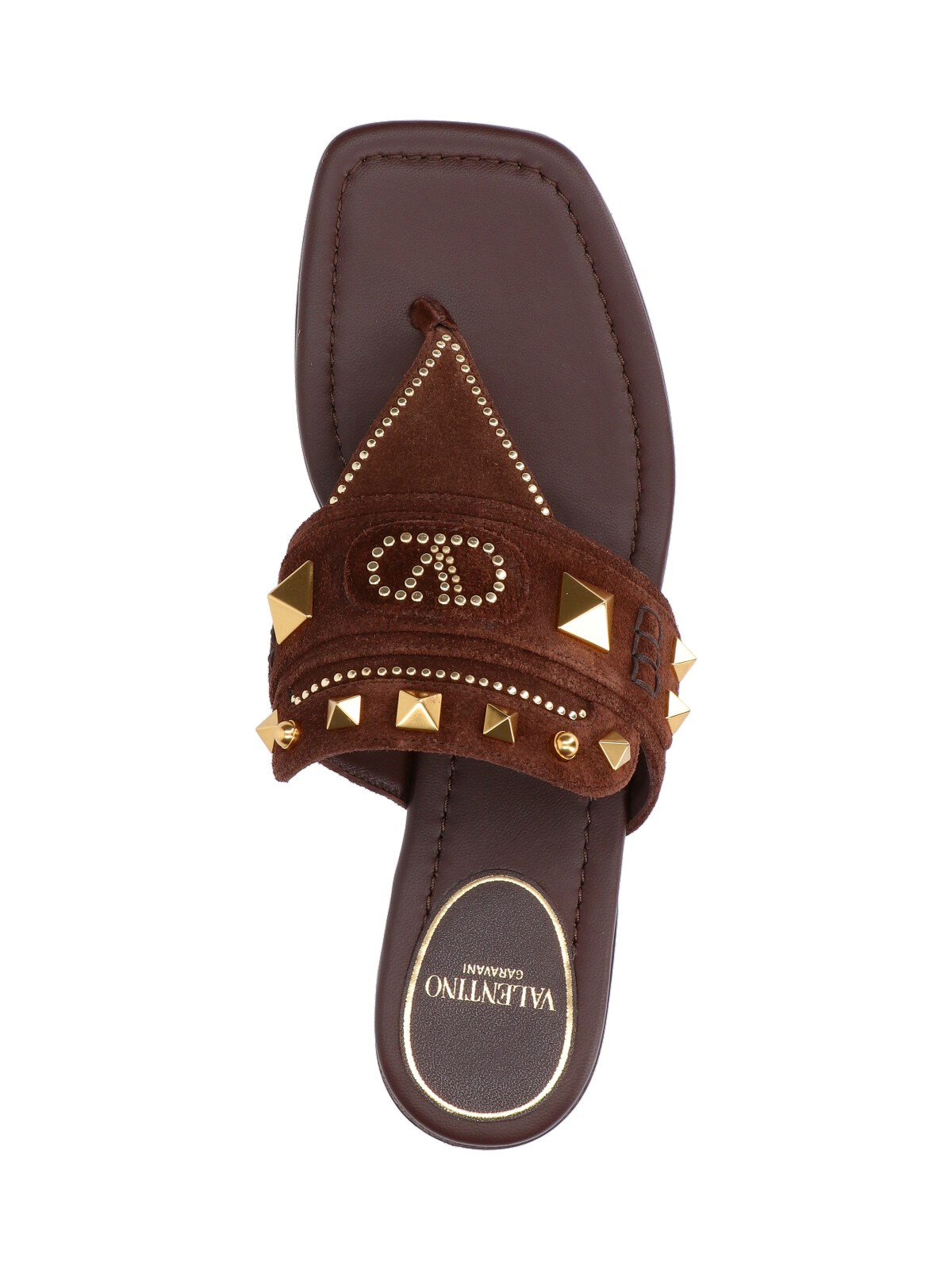 サンダル・ミュール Valentino Garavani \"Plaster Caster\" slides Plaster Caster studded suede slides in brown - Valentino