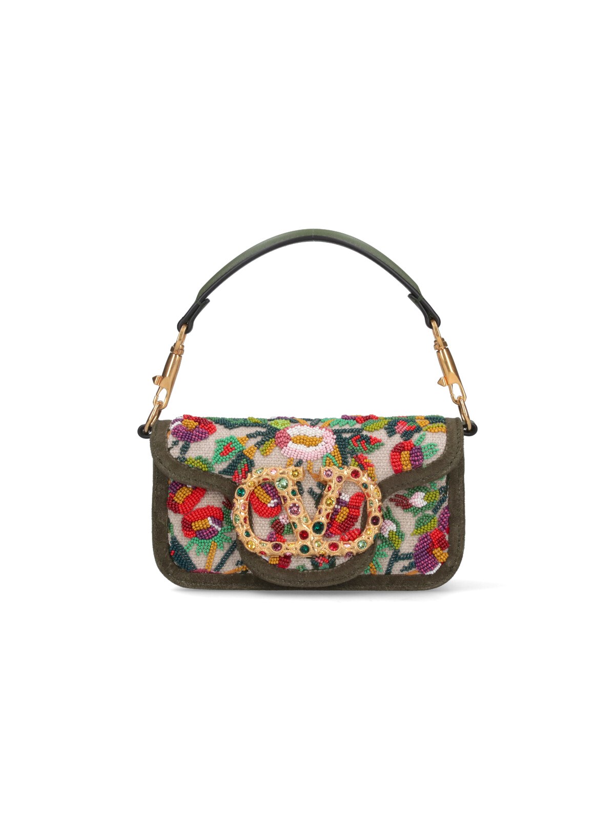 Valentino Loco Small Flower Beaded Shoulder Bag In Multi