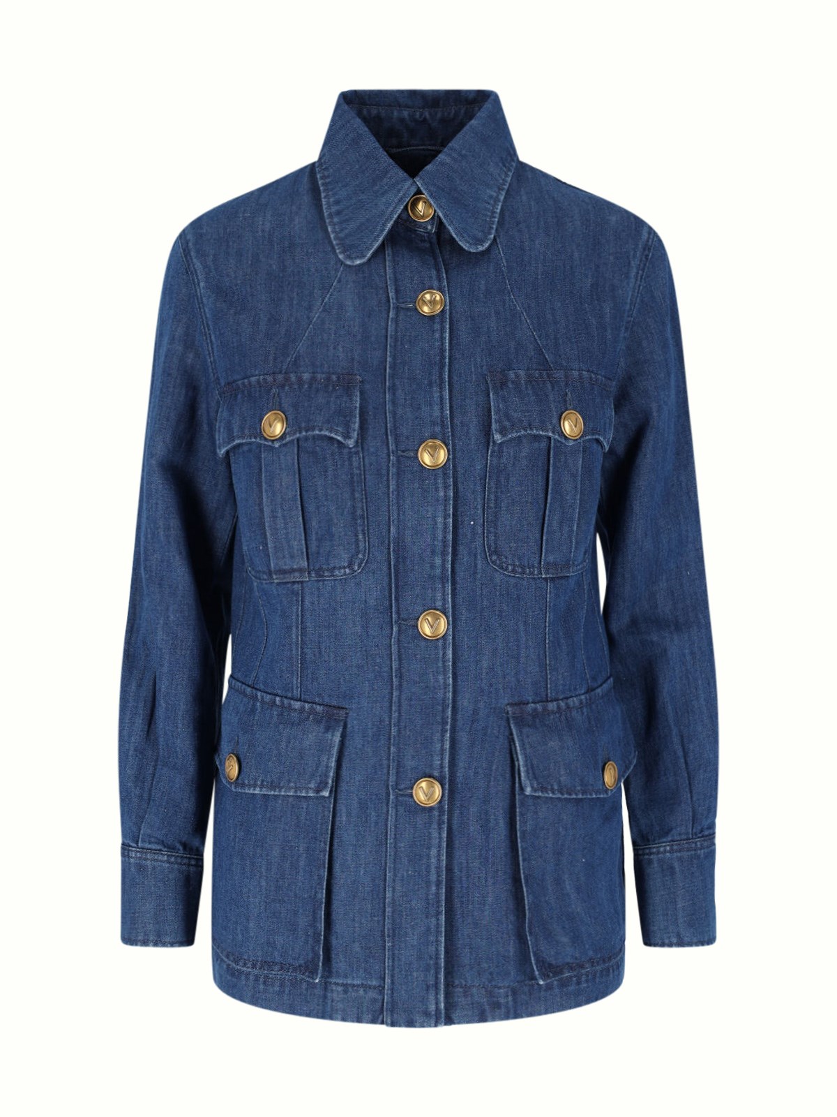 ジャケット VALENTINO GARAVANI SOLID SAHARIANA IN DENIM Valentino Garavani Sahariana Denim Jacket | Blue | FARFETCH