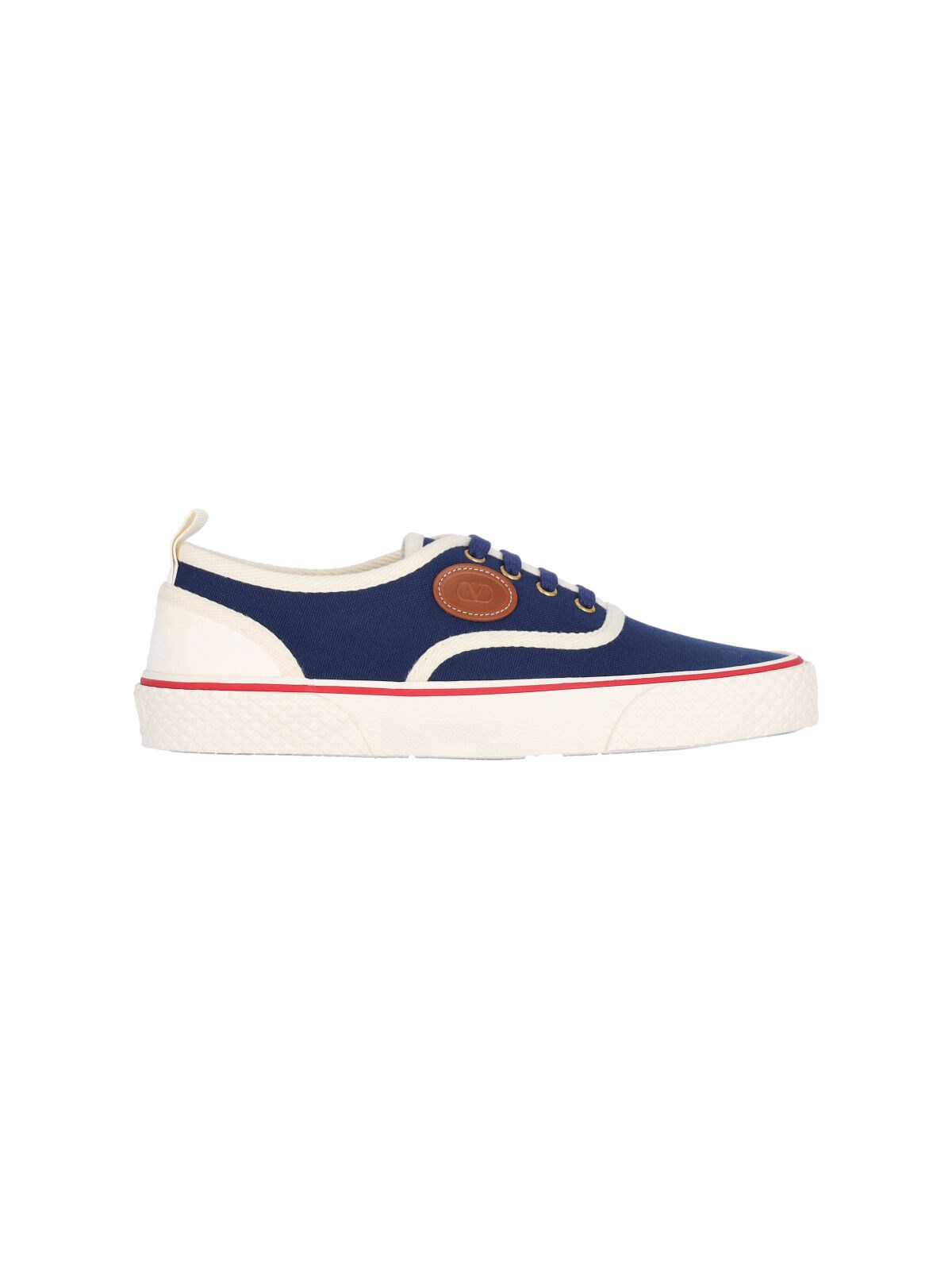 Valentino Garavani Blue Low Top Sneakers With Vlogo Patch On The Side In Cotton Man In Blue