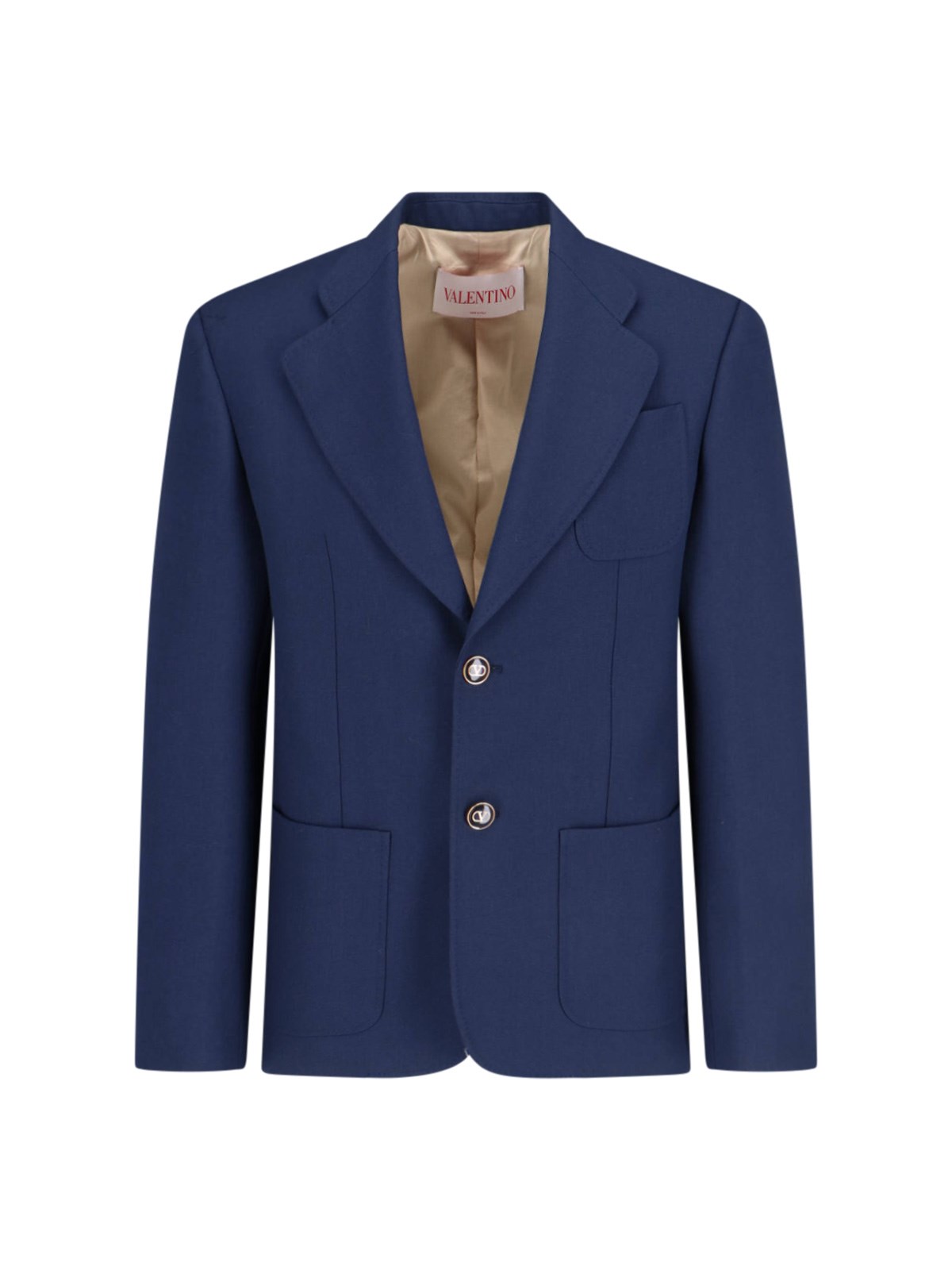 Valentino Slim Fit Wool Gabardine Jacket In Blue