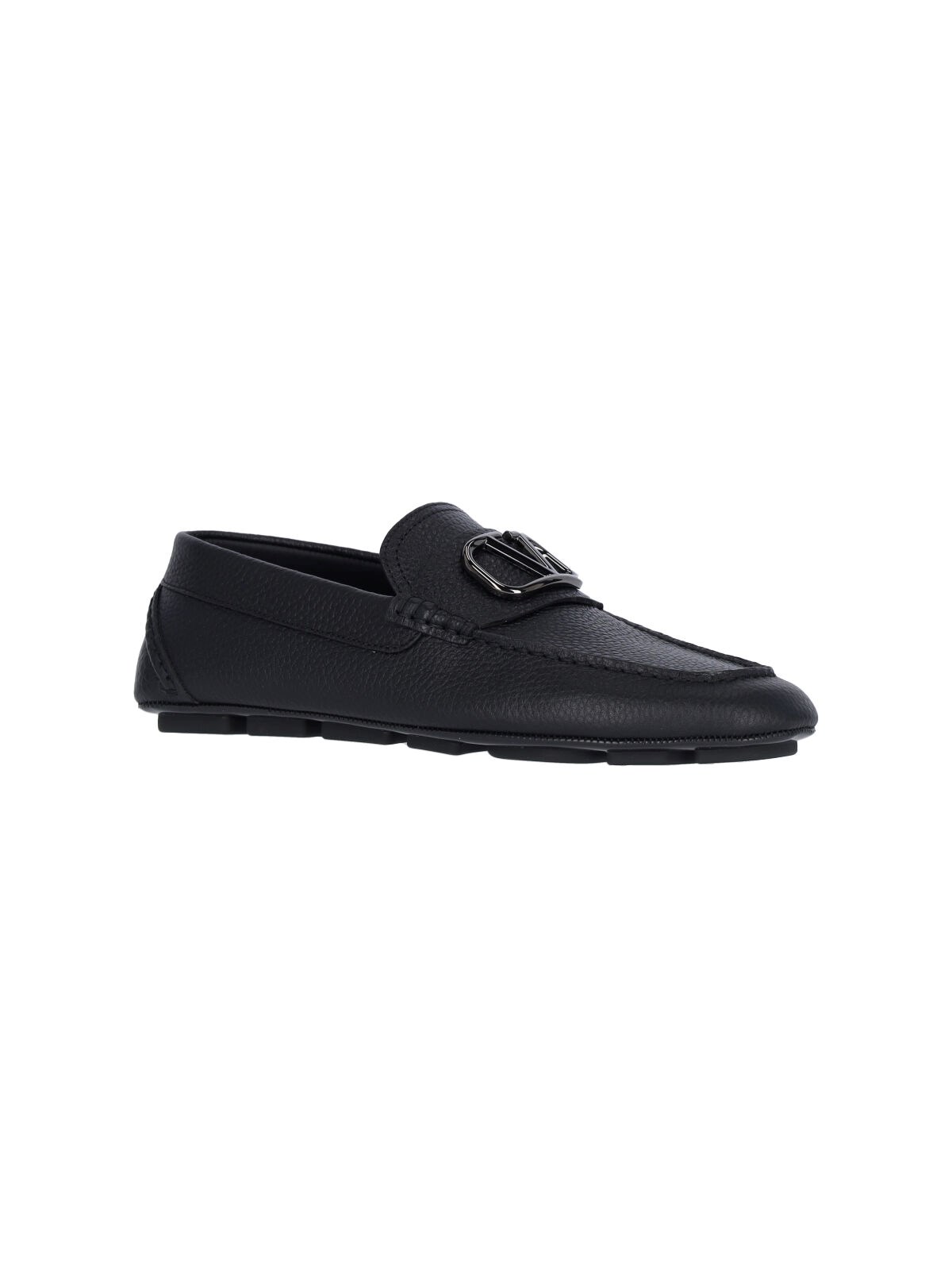 VALENTINO Black Calfskin Leather V Logo Slip-On Loafers Shoes Size 41.5 US 11.5 Valentino garavani  main image 4