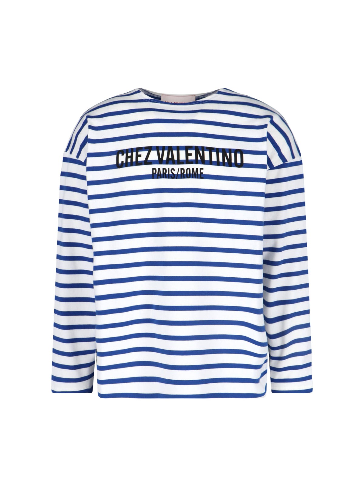Valentino Chez Logo Long-sleeved Stripe T-shirt In Blue