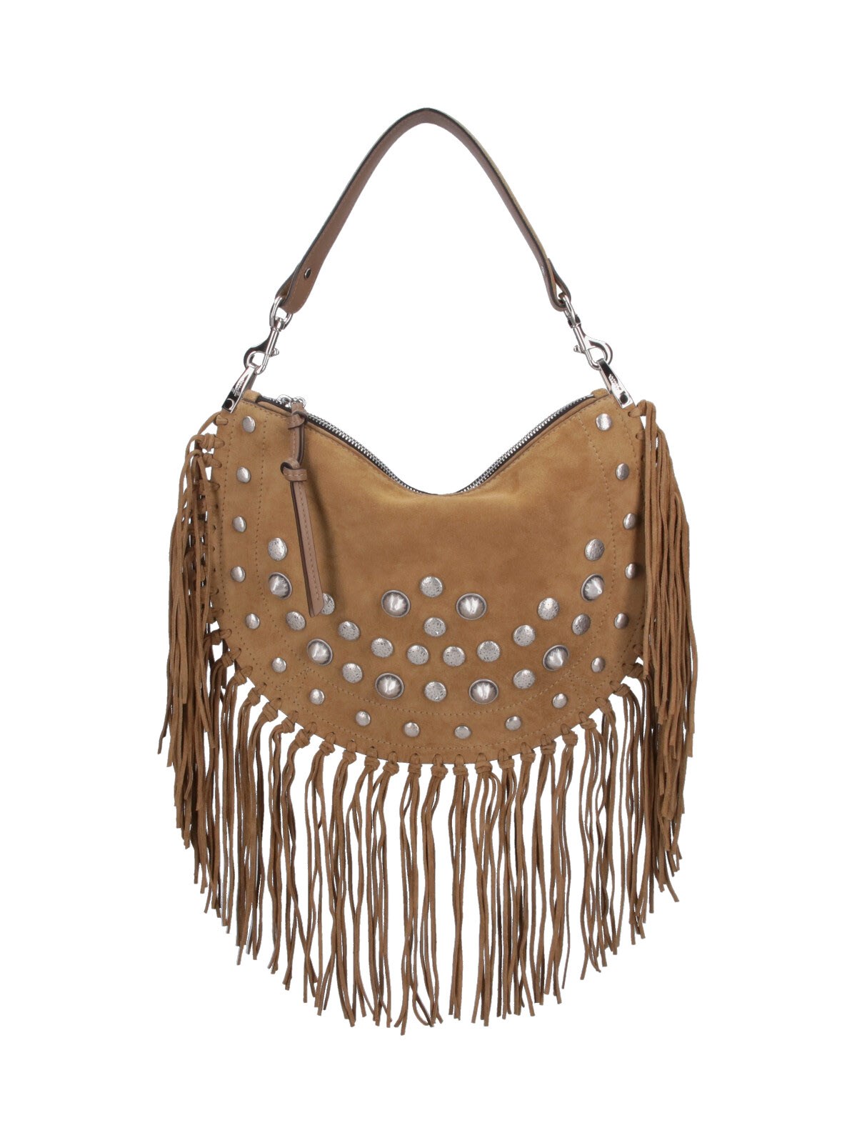 Shop Isabel Marant 'oskan Soft' Fringed Shoulder Bag In Taupe