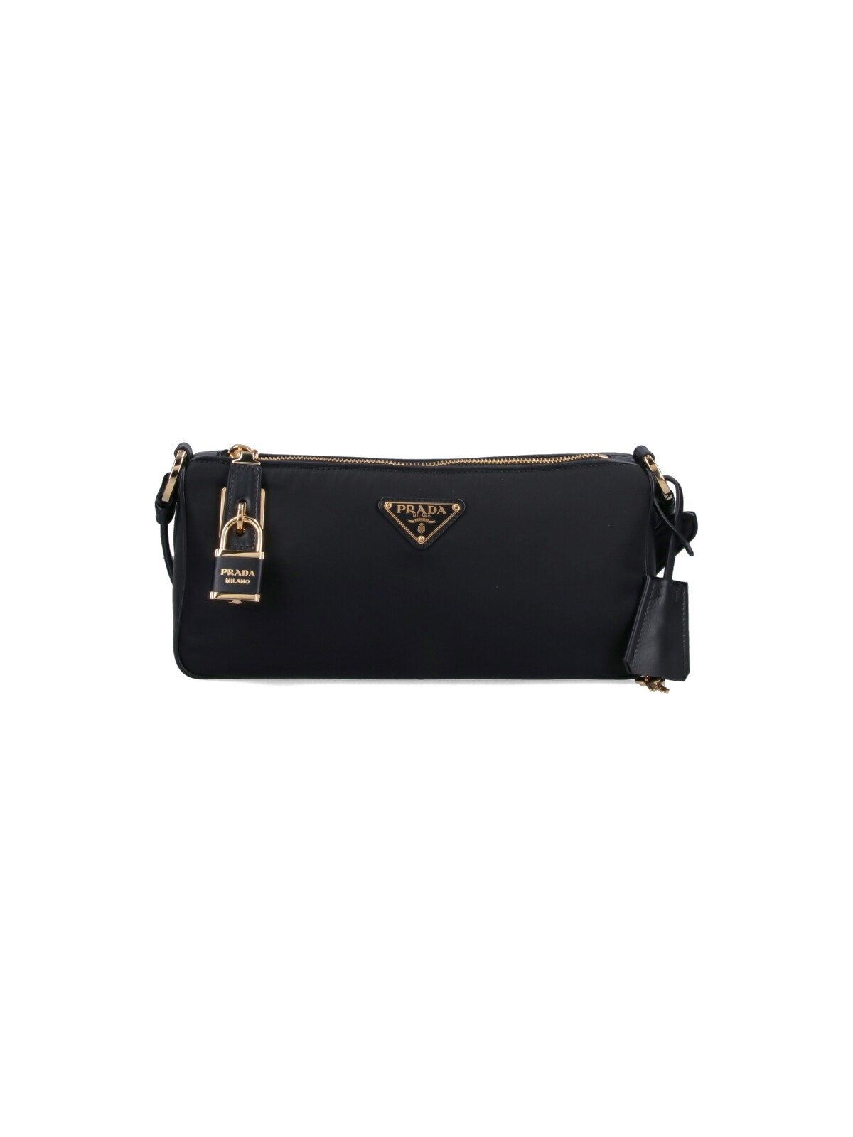 Prada Re-nylon And Leather Shoulder Bag In Black