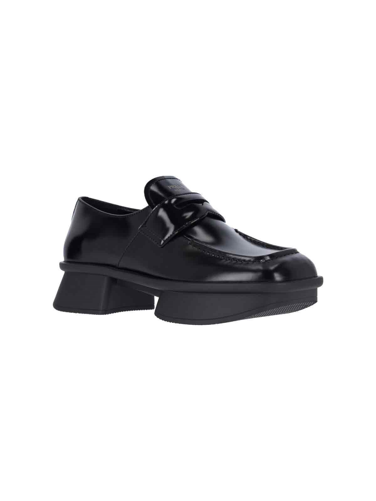 Prada dress shoe / loafer size 8.5 EU (9.5-10 US) Black Brushed Leather Loafers | PRADA main image 2