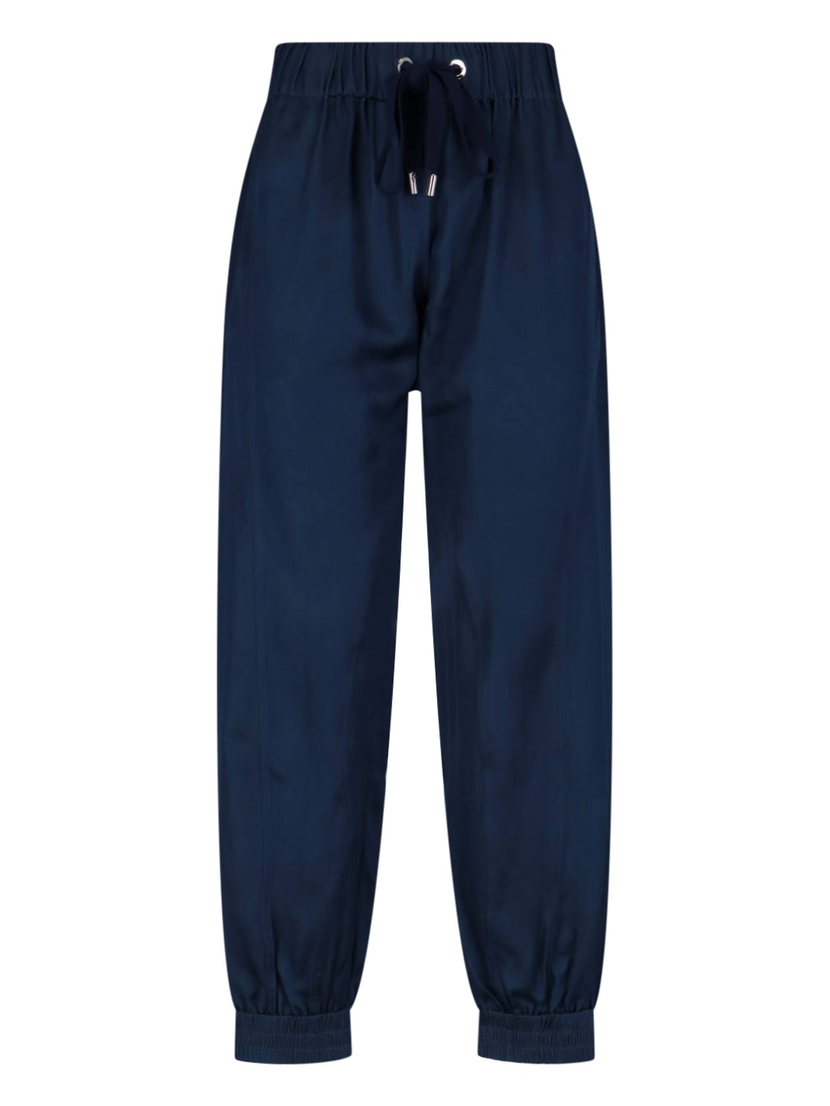 Sa Su Phi High-waisted Silk Blend Athletic Pants With Drawstring Closure In Blue
