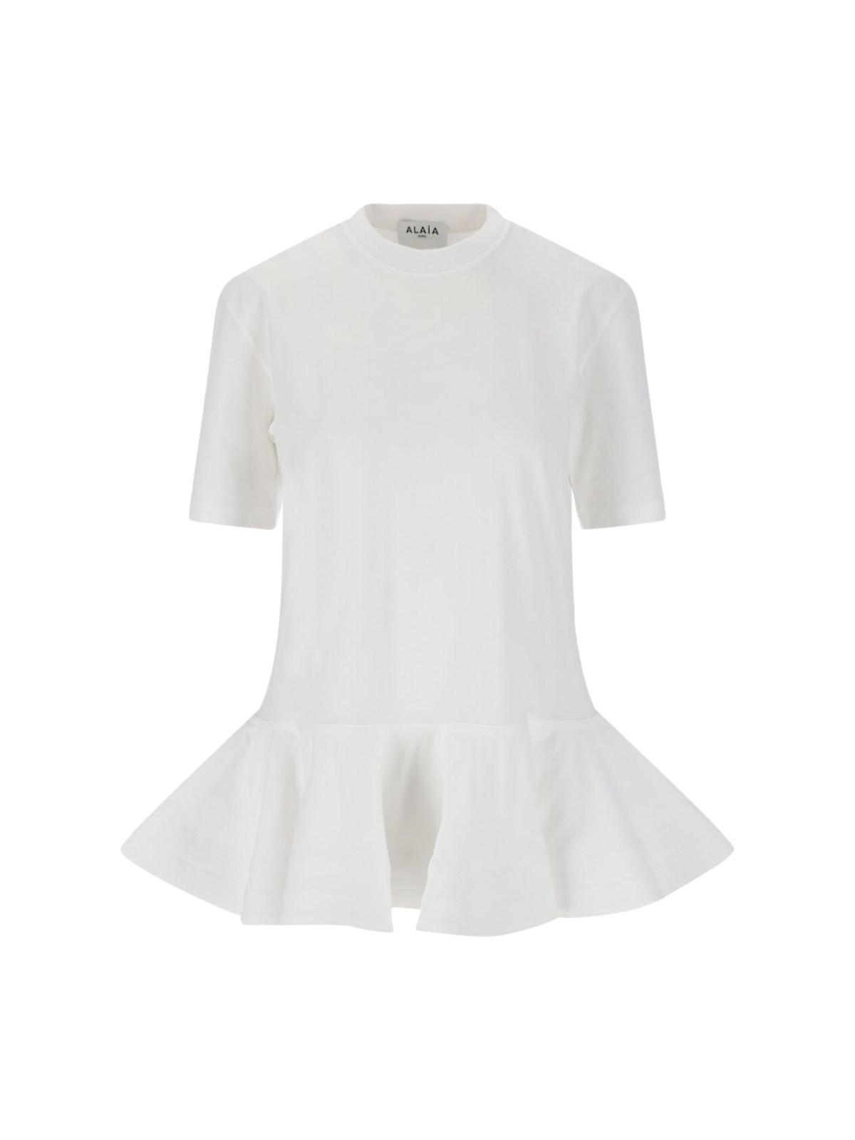 Alaïa Peplum T-shirt With Draped Hem Detail In White