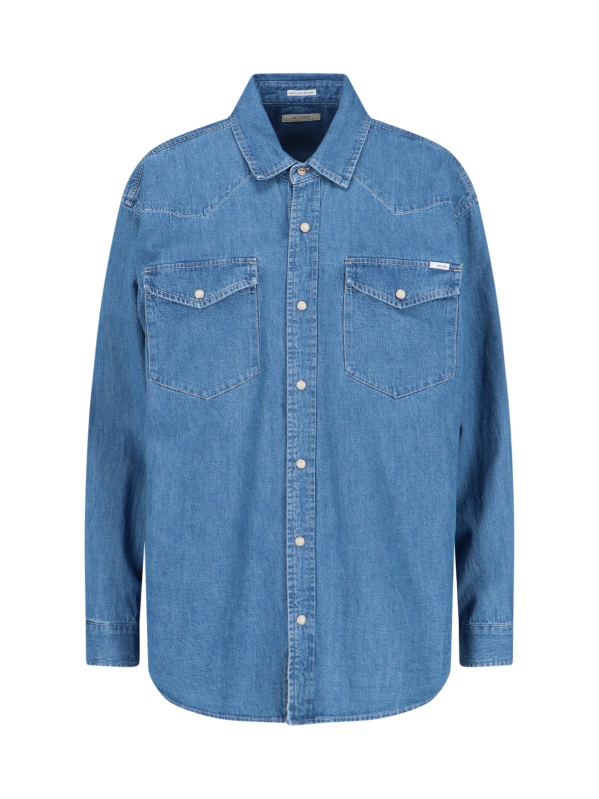 Mother Long-sleeved Denim Shirt In Blue
