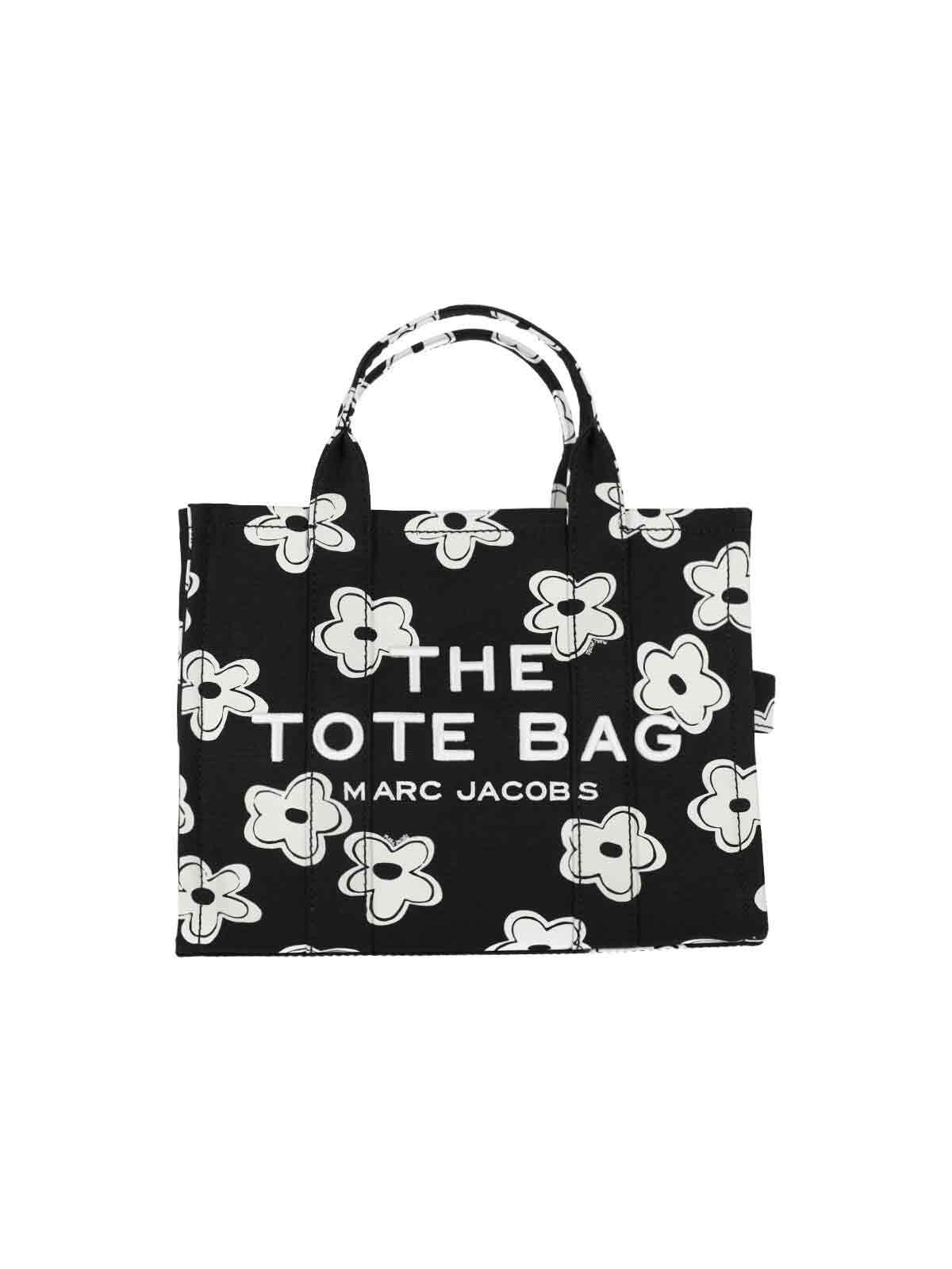 Shop Marc Jacobs Medium Tote Bag "the Daisy Canvas" In Black
