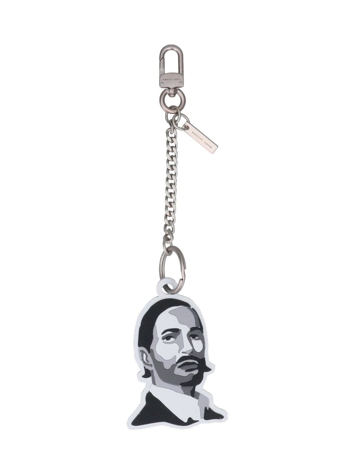 Marc Jacobs Silver & Gray 'the Marc Bag Charm' Keychain In Black