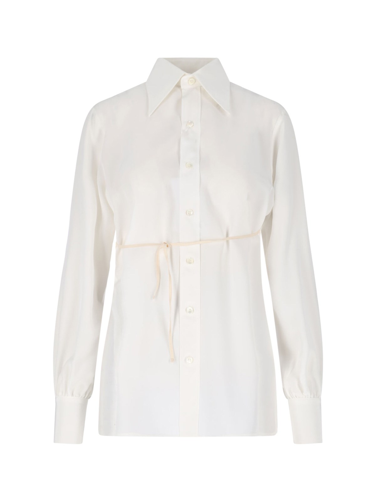 【MM6MAISONMARGIELA】 white cotton shirt （関税送料込） MM6 Maison Margiela V-neck Cotton Shirt | White | FARFETCH