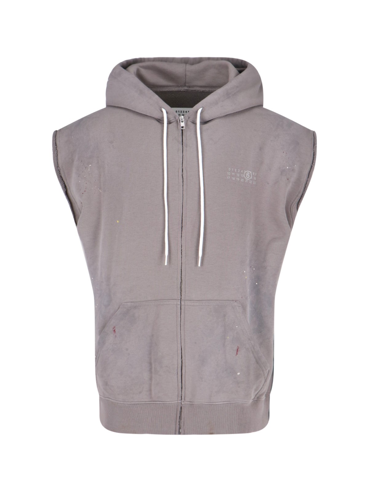 Mm6 Maison Margiela Mm6 By Maison Margiela Numbers-motif Hoodie With Artistic Paint Splatter Detail In Gray