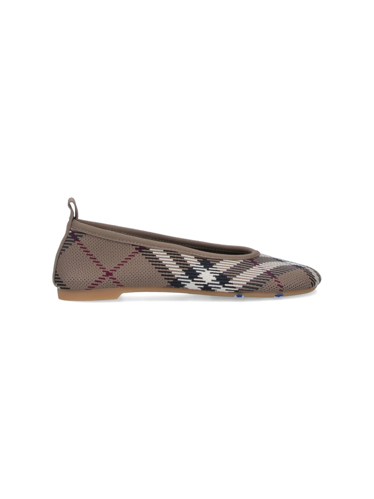 Burberry Knit Baby Nylon Blend Ballerinas With Knitted Traditional Check In Brown