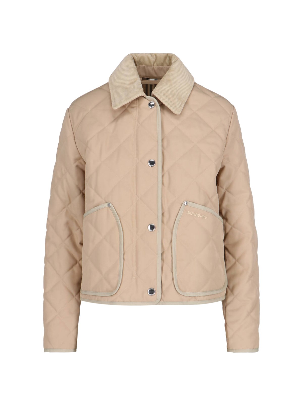 Burberry Lanford Short Quilted Nylon Jacket In Beige