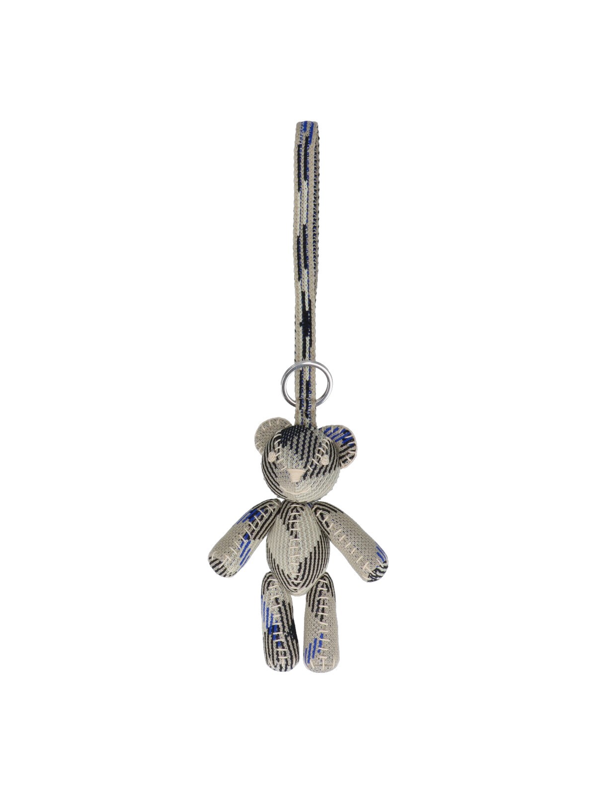 Burberry Teddy Bear Keyring In Textured Fabric With Unique Pattern In Green
