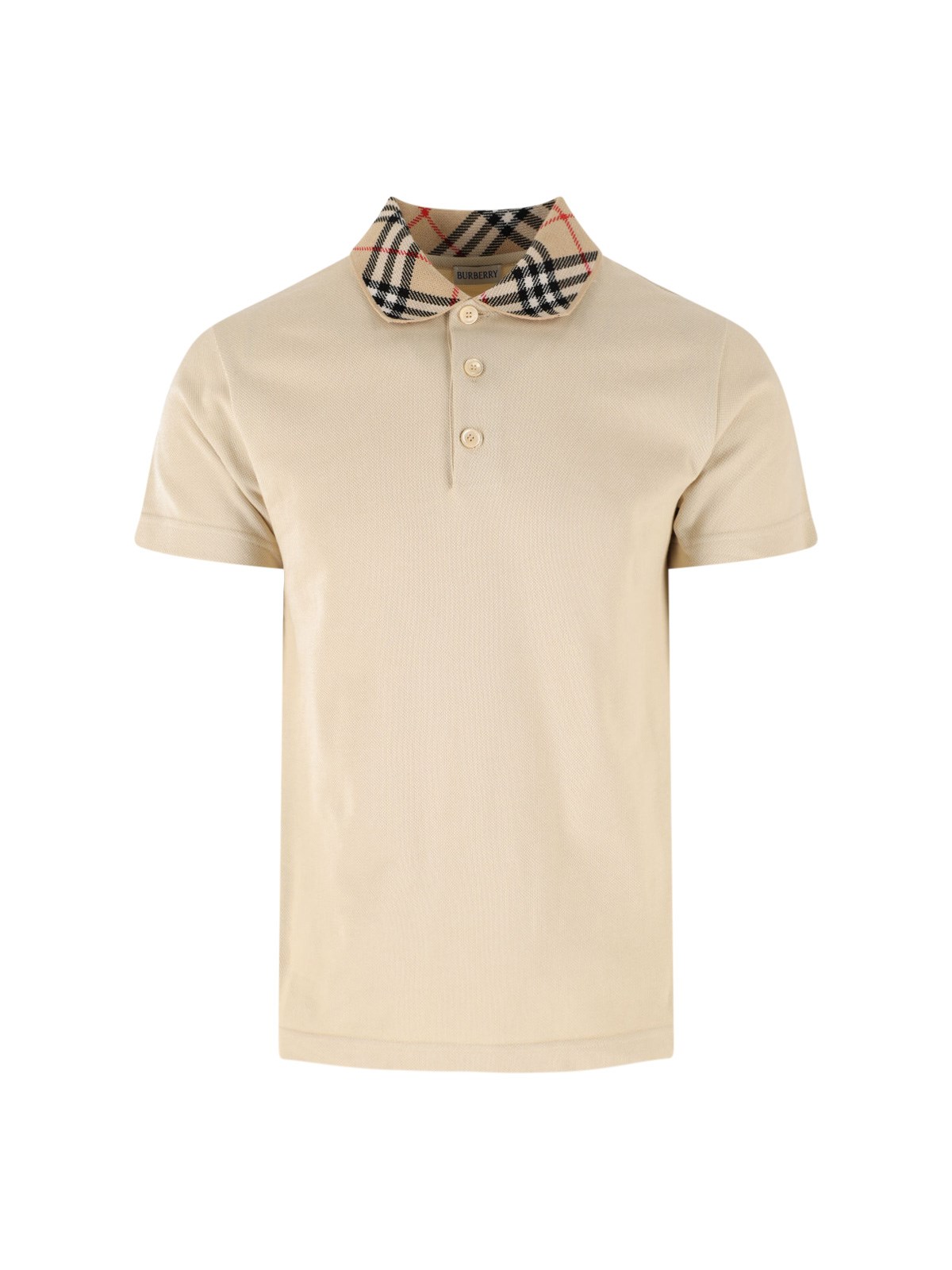 Shop Burberry Polo "check" In Beige