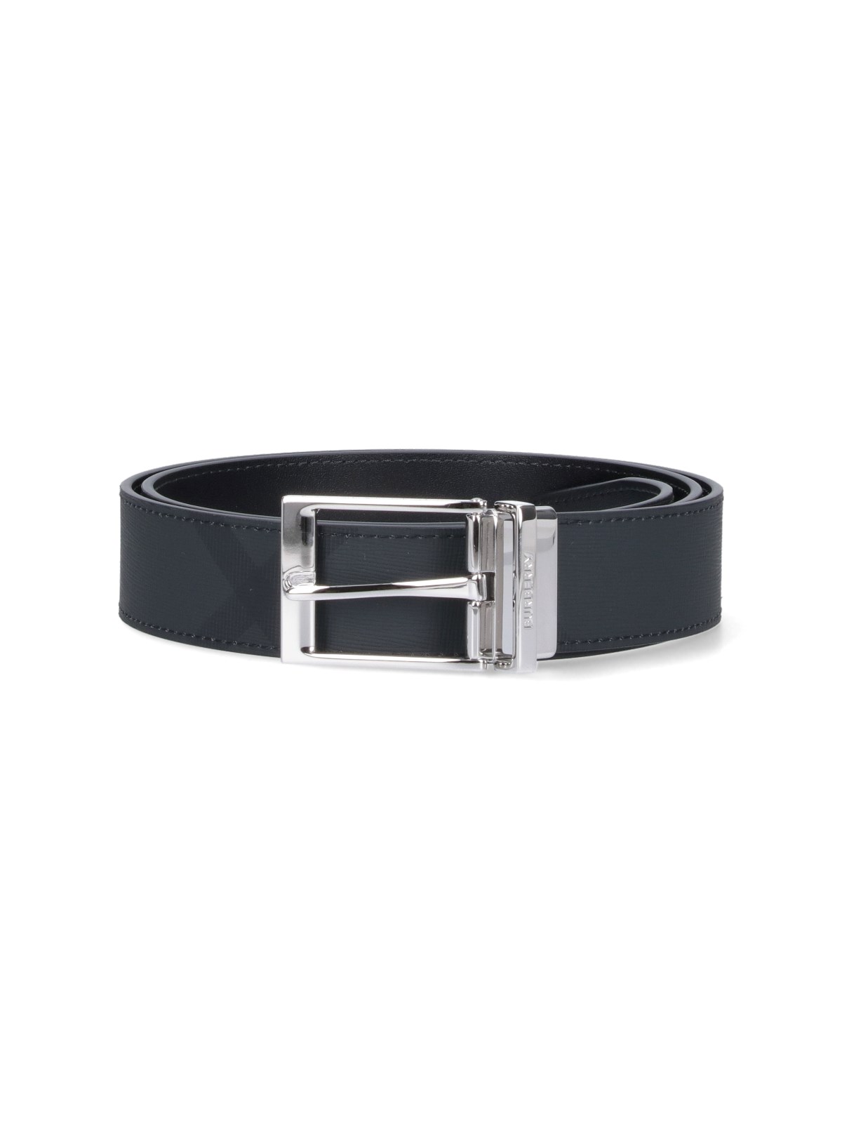 Burberry "check" Reversible Belt In Black  