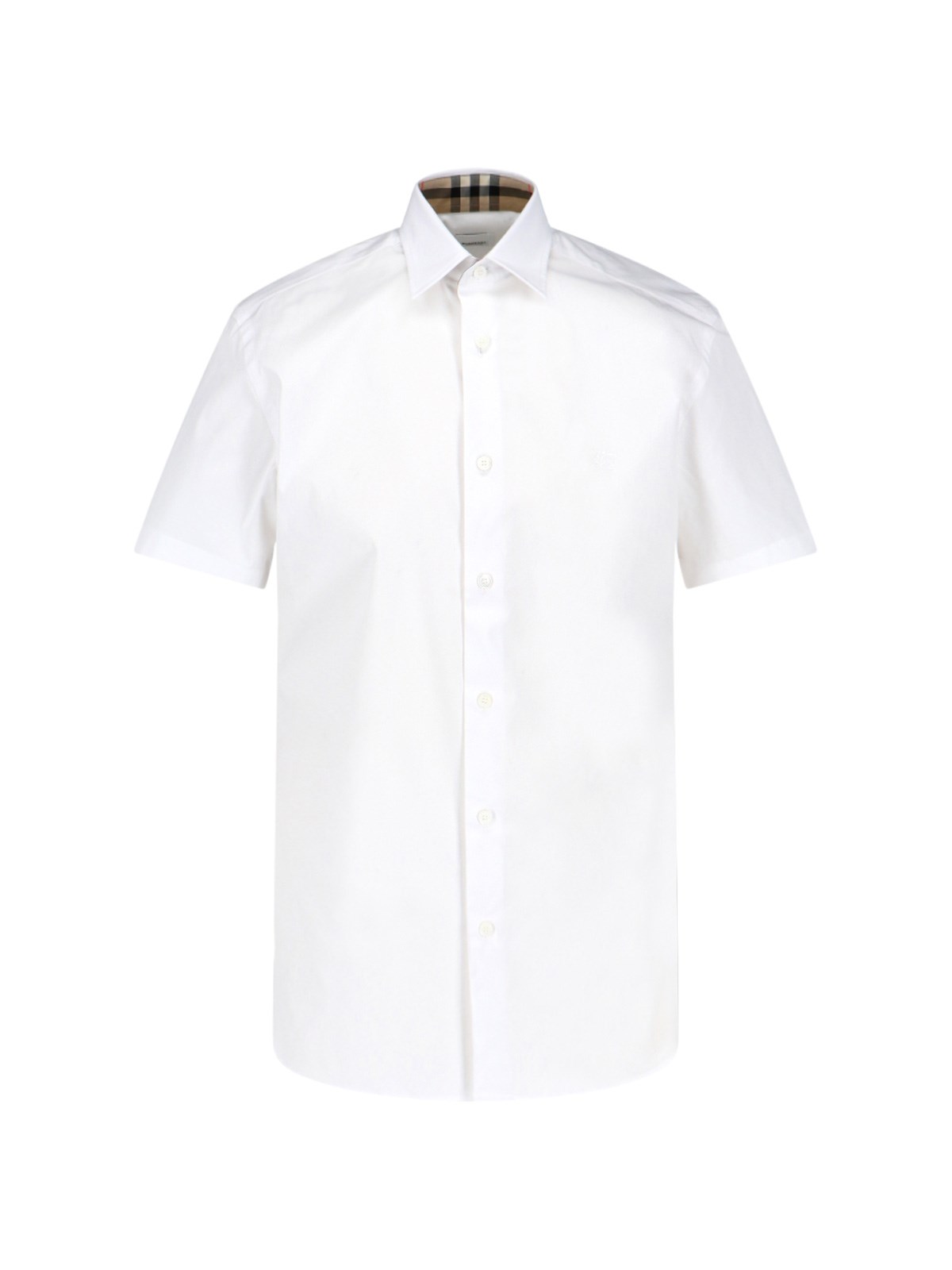 Burberry Stretch-cotton Ekd-embroidered Slim Shirt In White