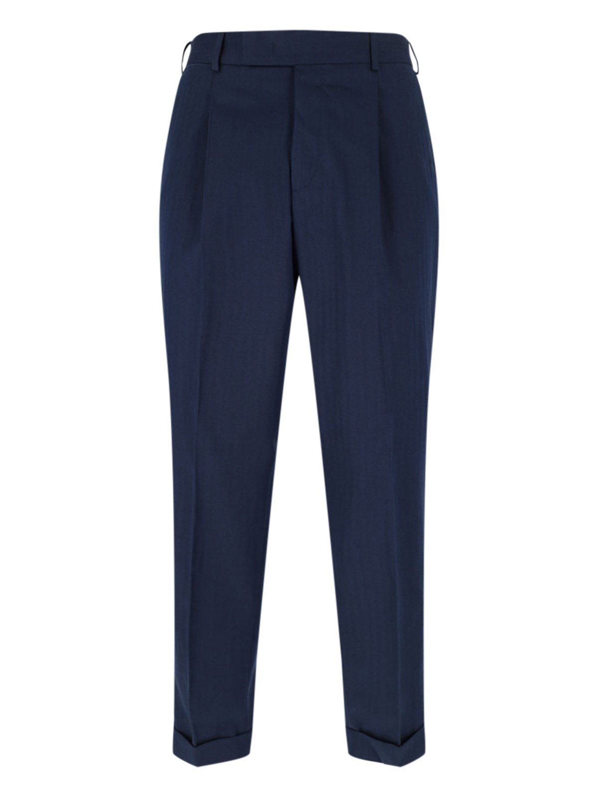 Pt Torino Mid-rise Tailored Trousers With Pleats And Buttoned Pockets In Blue