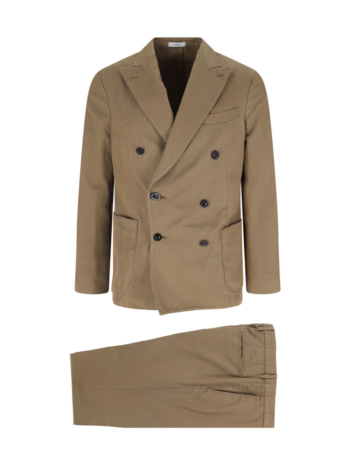 Boglioli Light Brown Linen Double-breasted Suit In Beige