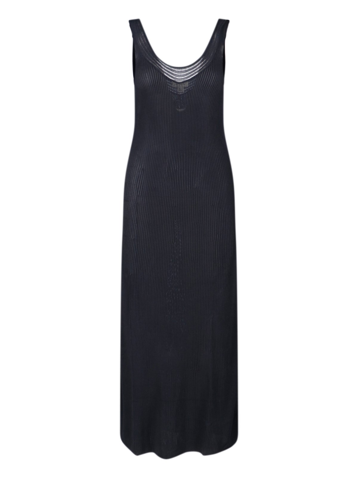 Calvin Klein Ribbed Texture Scoop Neckline Sleeveless Maxi Dress In Black
