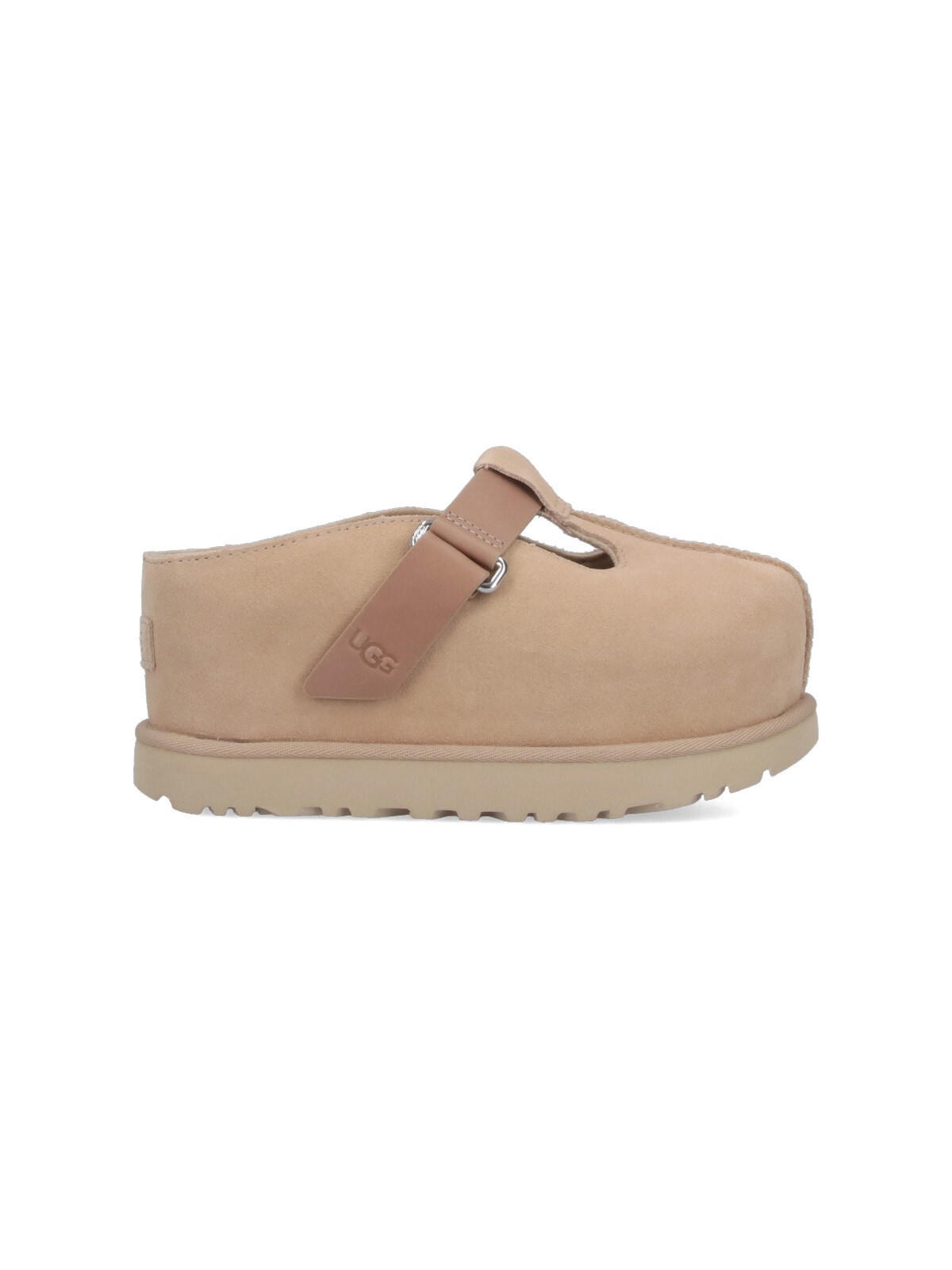 Ugg Lace-up Flatform Sole Round Toe Shoes In Beige