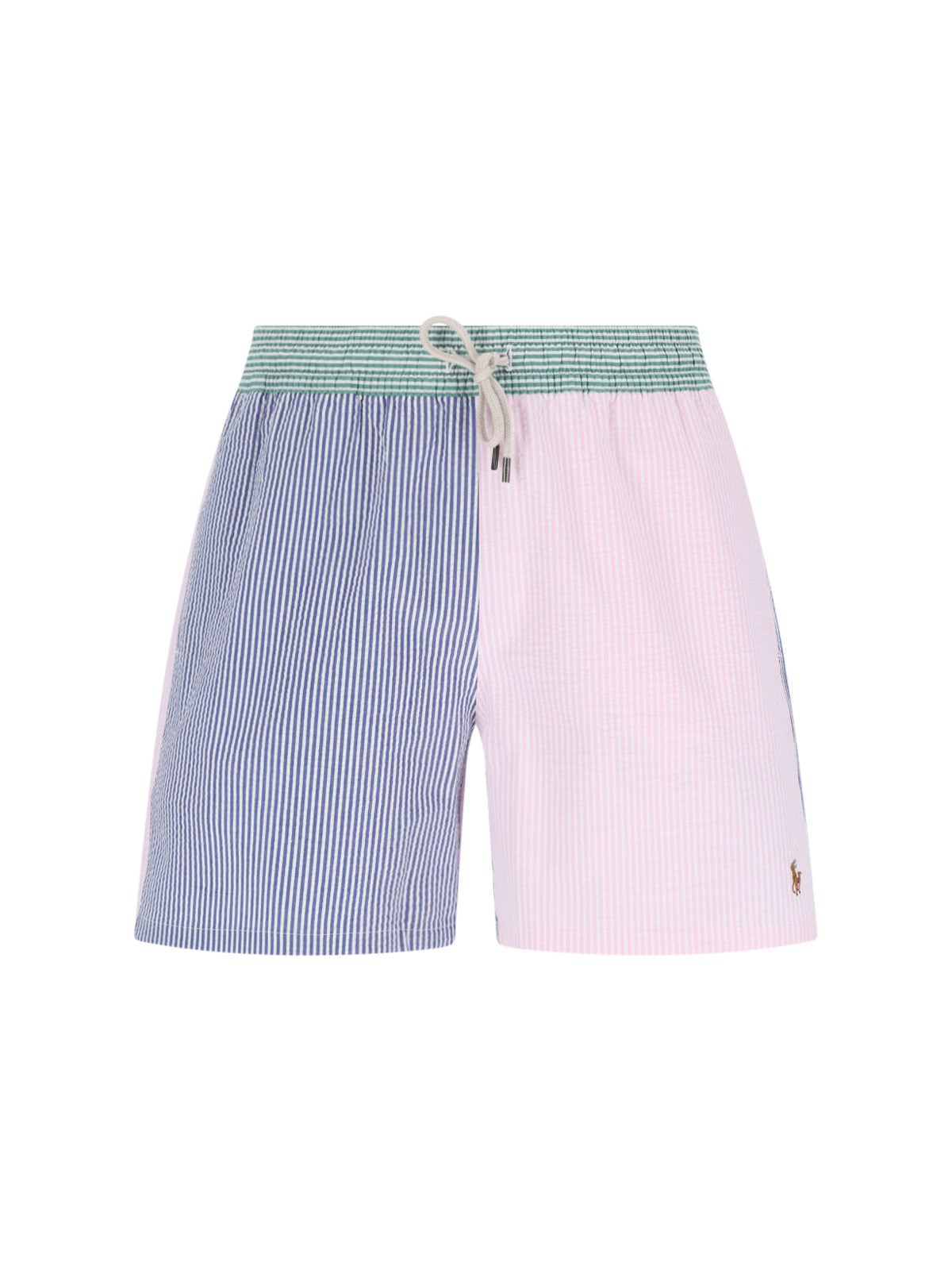 Polo Ralph Lauren Straight-leg Mid-length Logo-embroidered Striped Cotton-blend Seersucker Swim Shorts In Multi